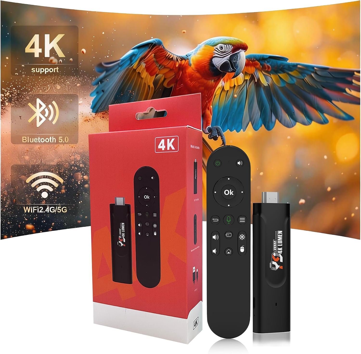 Android 13.0 TV Stick 4K, Ultra-Portable Smart TV Stick 2GB RAM 16GB ROM, Supports 2.4G/5G WiFi Bluetooth 5.0 USB HDR10 with Voice Remote Control for Home Theaters and Smart TV Upgrades