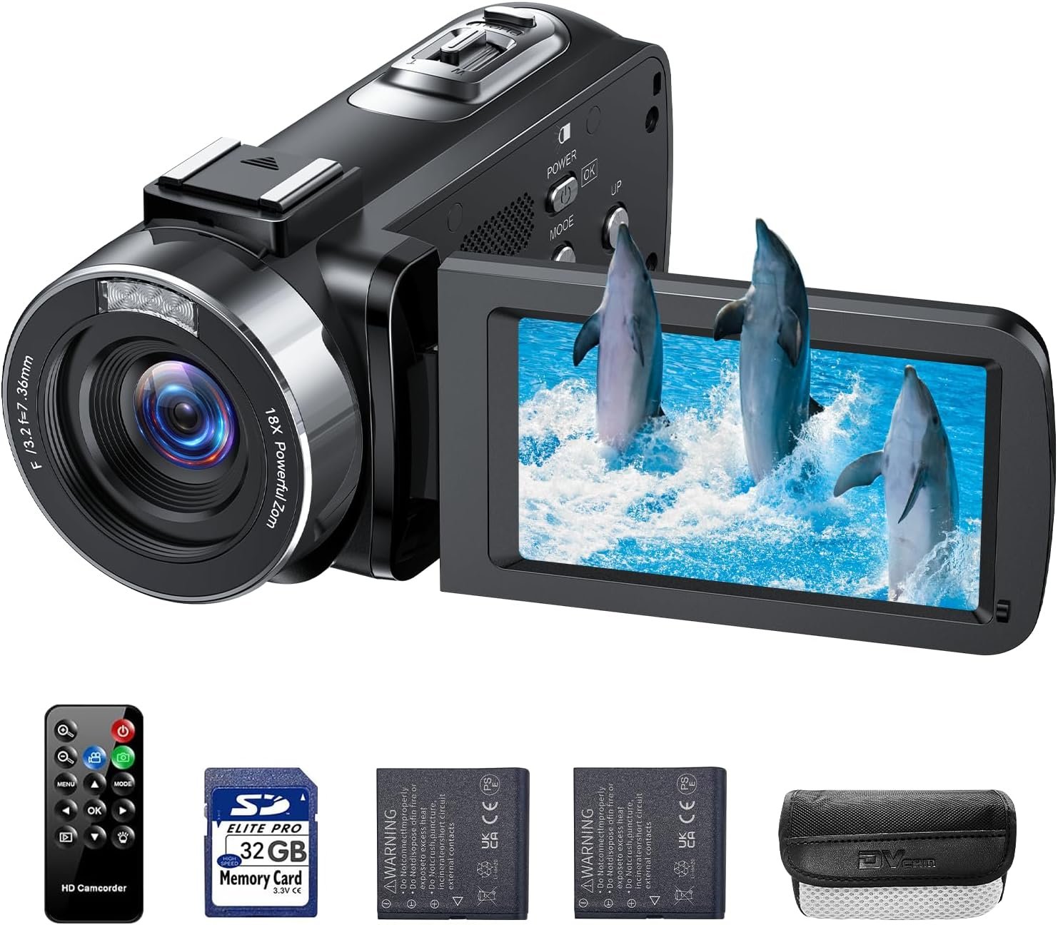 4K Video Camera Camcorder 42MP Vlogging Camera for YouTube with 3” 270° Rotation Screen, 18X Digital Zoom Cam Corder, 2 Rechargeable Batteries, 32GB SD Card & Remote Control