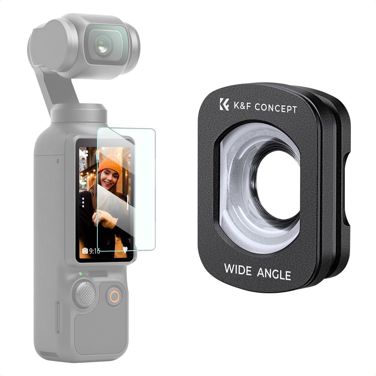 K&F CONCEPT FD161 Wide-Angle Lens Compatible with DJI Osmo Pocket 4/3, Xtra Muse, Magnetic Attach/Multi-Coated/Optical Glass