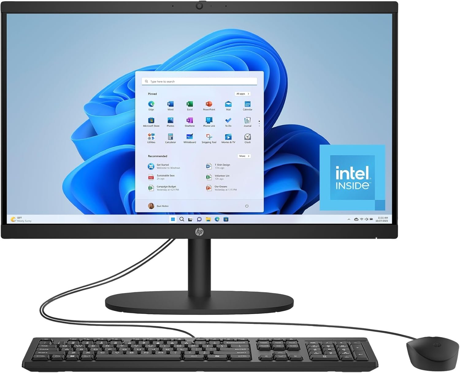 HP 21.45 inch All-in-One Desktop PC, FHD Display, Intel Processor N200, 8 GB RAM, 512 GB SSD, Intel UHD Graphics, Windows 11 Home, Jet Black, 22-dg0340 (2025)