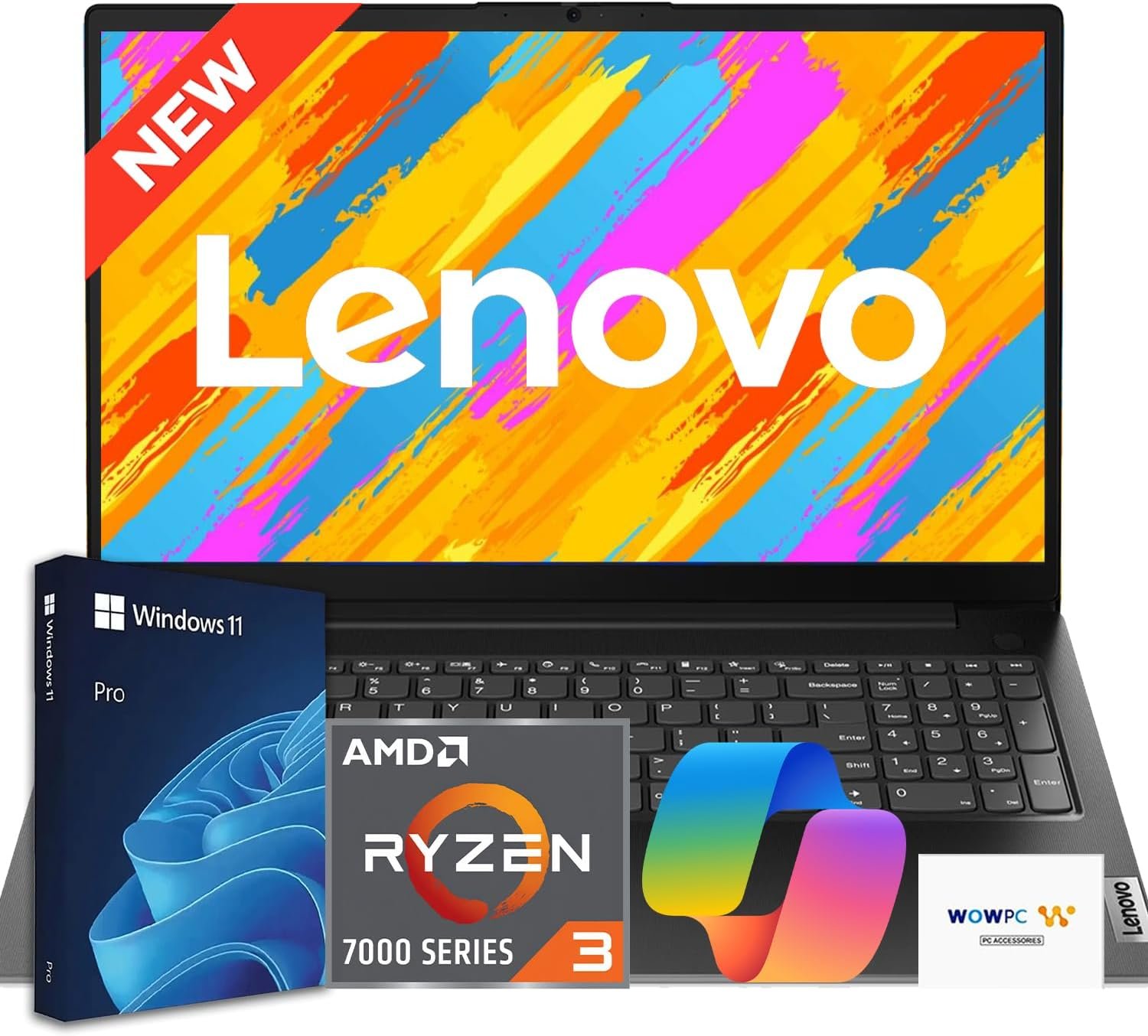 Lenovo V15 Business Laptop 2026 Edition, AMD Ryzen 3 7000-Series(Beat i7-1065G7), 15.6″ FHD Display, 16GB DDR5 RAM, 1TB NVMe SSD, Wi-Fi 6, RJ-45, Dolby Audio, Windows 11 Pro, WOWPC USB, no Mouse