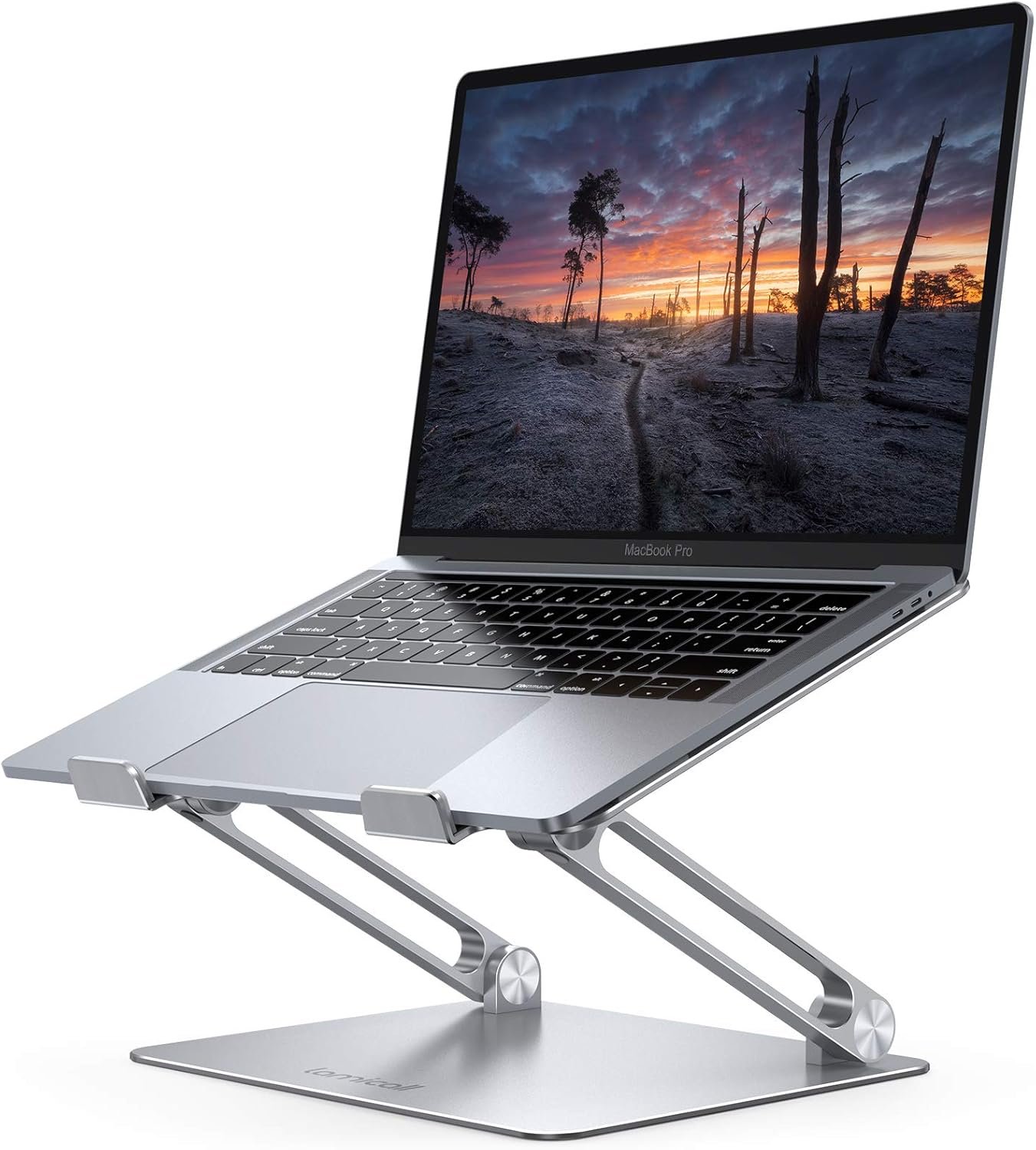 Lamicall Adjustable Laptop Stand, Portable Laptop Riser, Aluminum Laptop Stand for Desk Foldable, Ergonomic Computer Notebook Holder for MacBook Air Pro HP, Office Desk Accessories (10-17.3”)- Silver