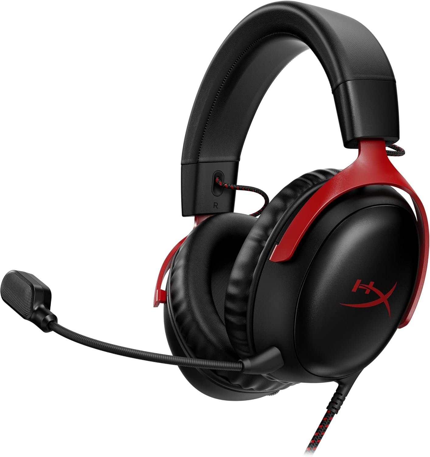 HyperX Cloud III – Wired Gaming Headset, PC, PS5, Xbox Series X|S, Angled 53mm Drivers, Spatial Audio, Memory Foam, Durable Frame, Ultra-Clear 10mm Mic, USB-C, USB-A, 3.5mm – Black/Red