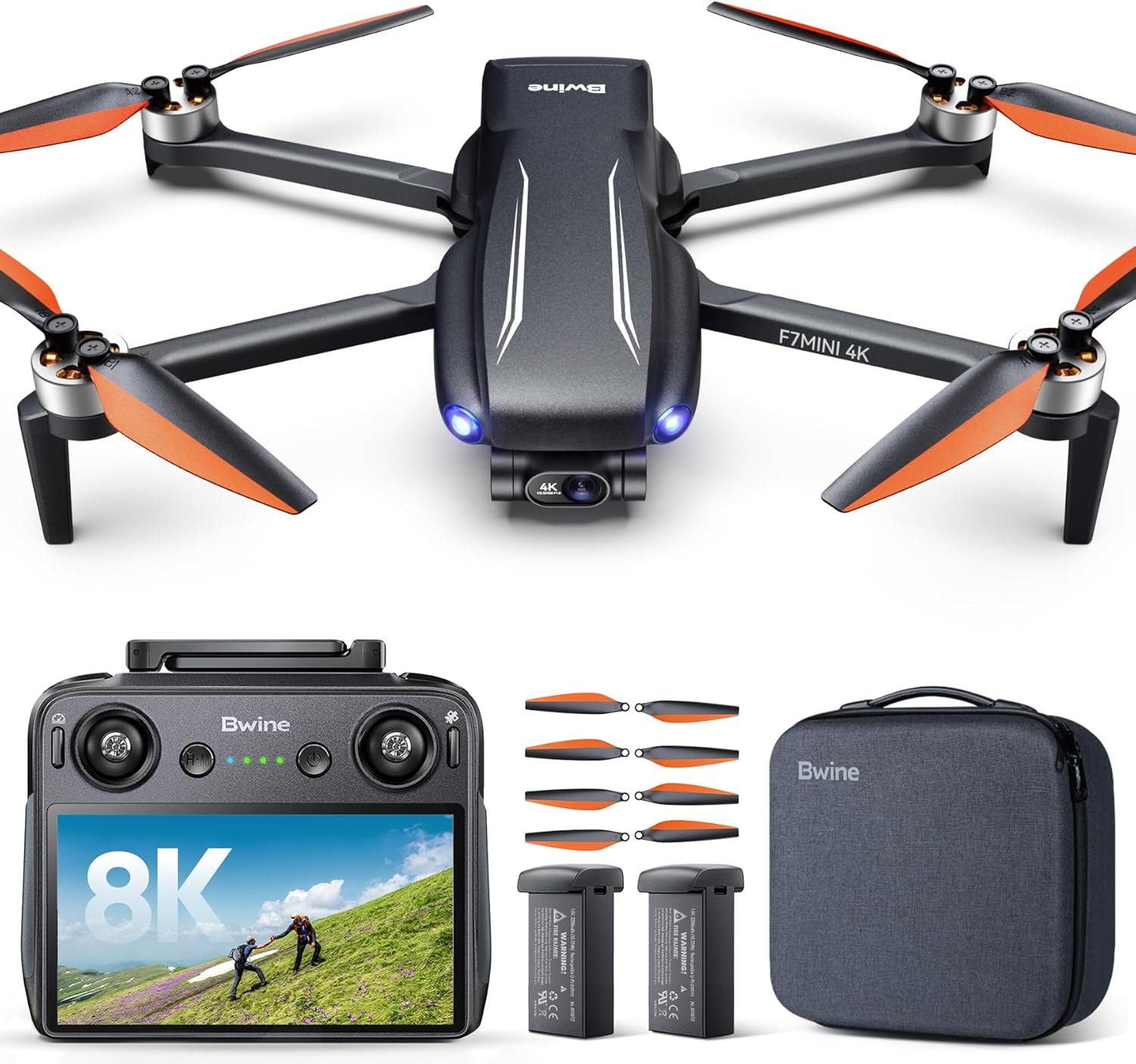 Bwine F7MINI 4K(RC3) Drones with Camera for Adults, 8K Photo 4K Video, RC with 1080P Screen, 20000ft Transmission, 64min Flight, 3-Axis Gimbal, 249g FAA-Exempt, GPS Track, Auto Return, Beginner Mode