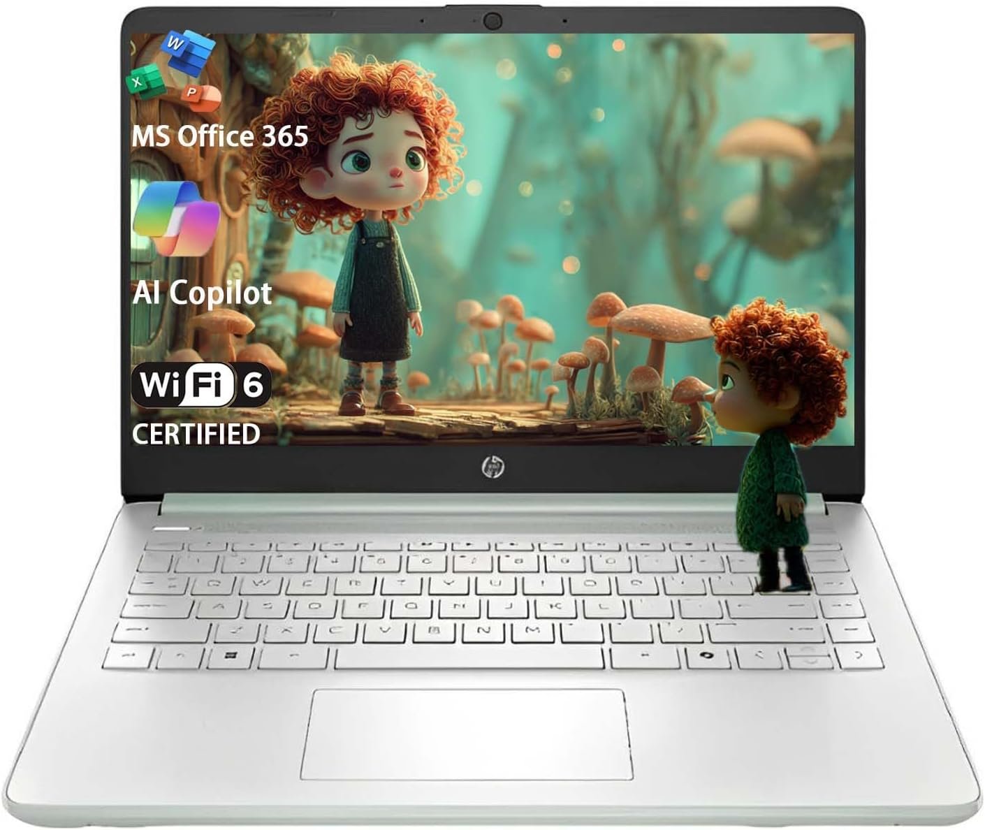HP Stream 14 Student Business Laptop, Microsoft Office 365, Copilot AI, 4GB RAM, 128GB UFS, Intel N150 Processor(Quad-core), Willow Green, Windows 11 Home, with 5ave Kit