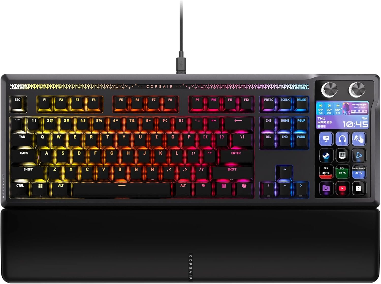 Corsair Galleon 100 SD RGB Mechanical Wired Gaming Keyboard – QWERTY US, Stream Deck-Integrated, Pre-Lubed MLX Pulse Thocky Hotswappable PBT Double-Shot Switches, FlashTap SOCD, 8,000Hz – Black