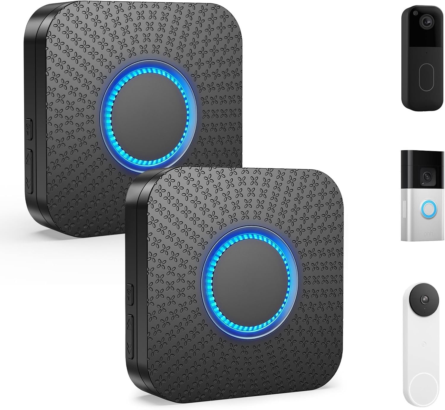 2 Pack Smart Wireless Doorbell Chime, 3 in 1 Doorbell Extender – Compatible with Ring & Blink & Google Nest Video Doorbell, No Wiring for Home, Elderly & Hearing Impaired