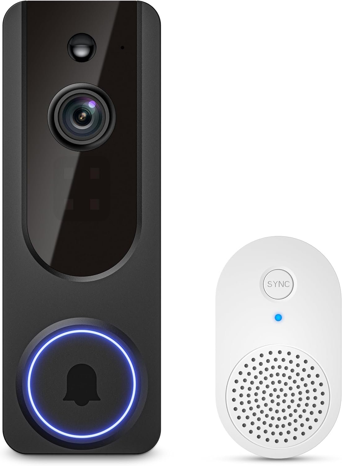 Hubposh Doorbell Camera Wireless with Indoor Receiver, Baby Monitor, Battery Powered, AI Human and Motion Detection, 2 Way Talk, 1080P Night Vision, Cloud Storage (Sold Separately)