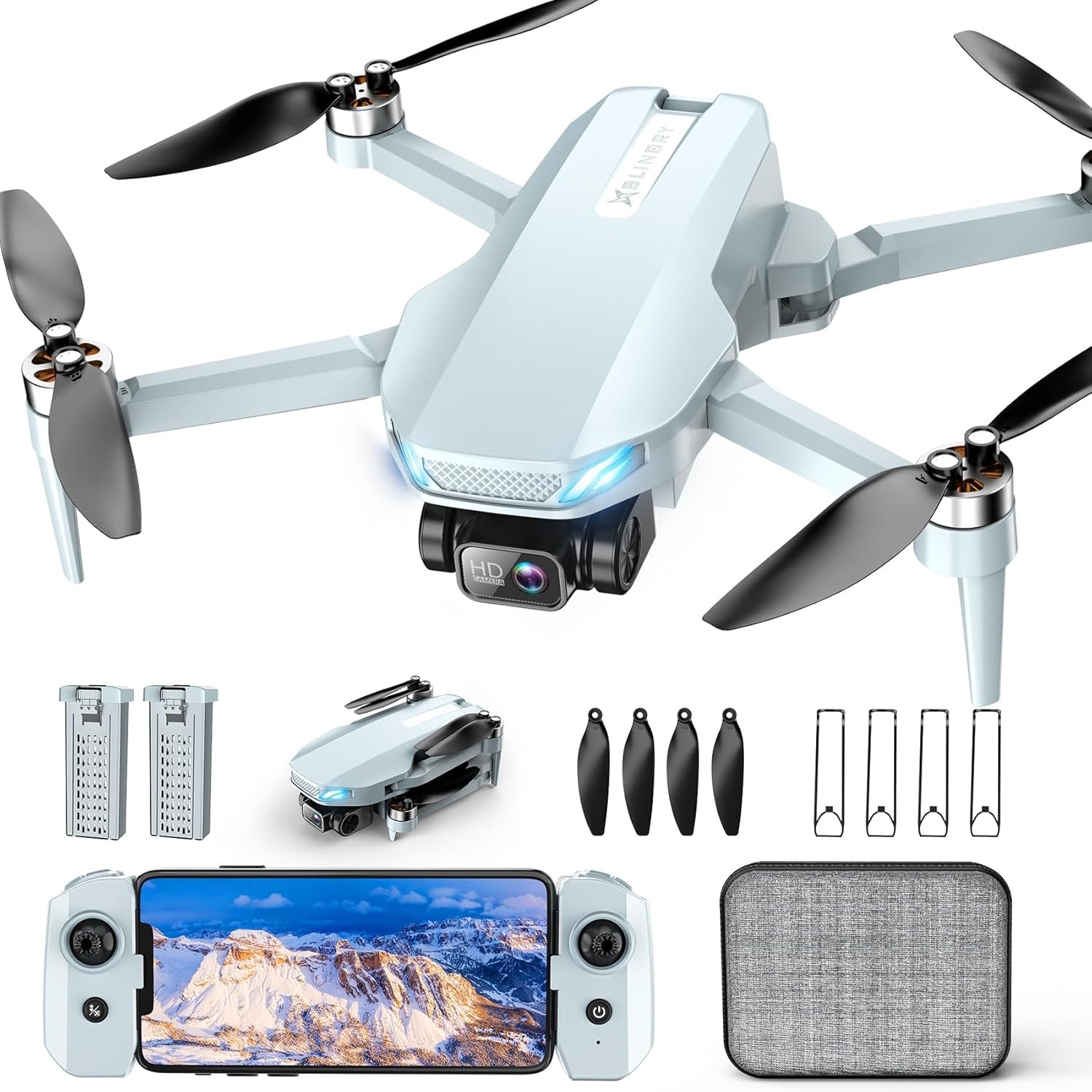 2K Drone with Camera for Adults & Beginners, Foldable FPV Mini Drone with Brushless Motor, 36 Min Flight Time, 2 Batteries, One-Key Takeoff/Landing, Gesture Selfie, Carrying Case