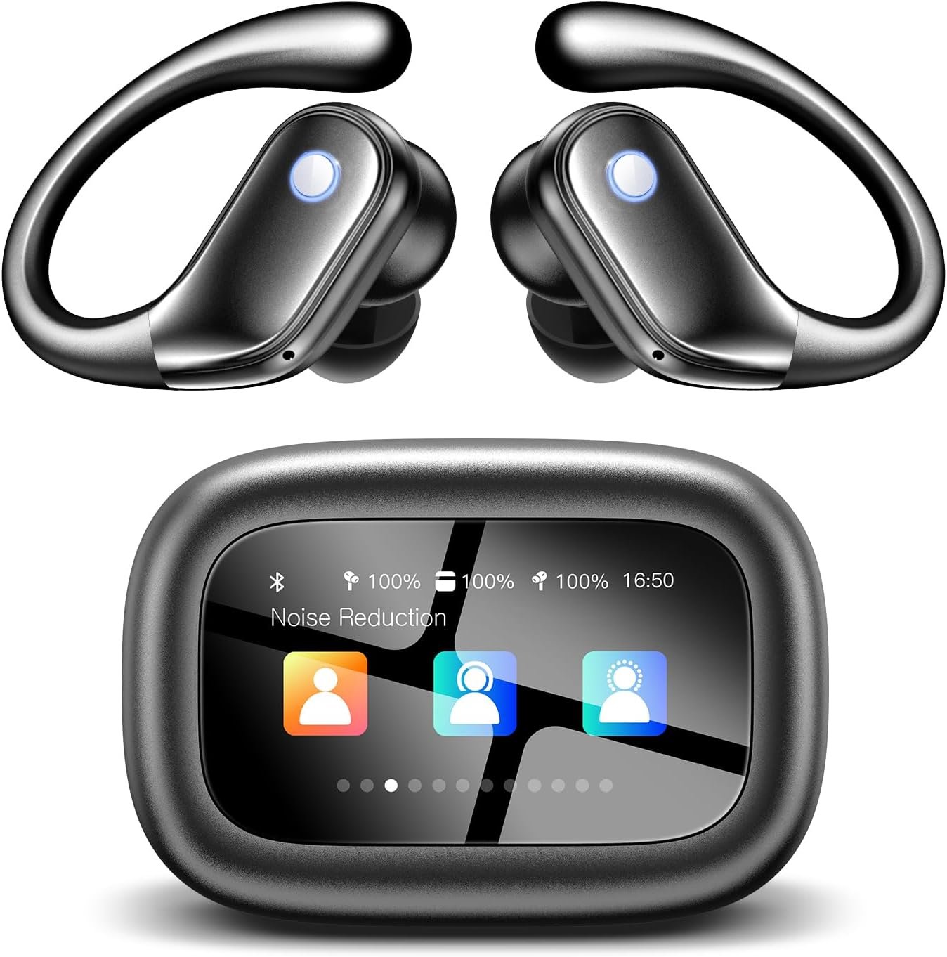 jaddsa Wireless Earbuds, Bluetooth 5.4 Sport Headphones with Smart Charging Case, ENC Noise Cancelling, Ear Buds with IPX7 Waterproof & Bass Stereo Sound for iOS, Android – Mattle Black