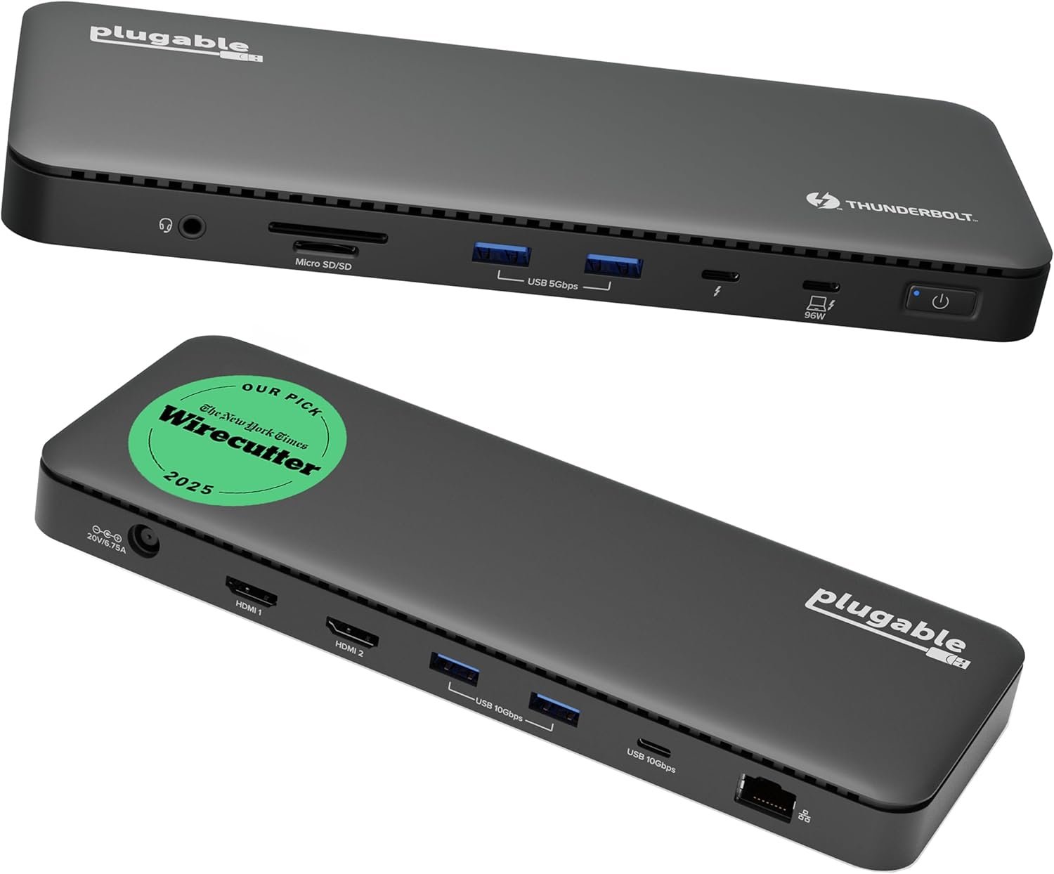Plugable Thunderbolt 4 Dock, 100W Charging (96W Certified), Dual HDMI Docking Station for Windows and Mac, Single 8K or Dual 4K 60Hz, 40Gbps, 13 Ports with Ethernet, SD/microSD (TBT4-UD5)