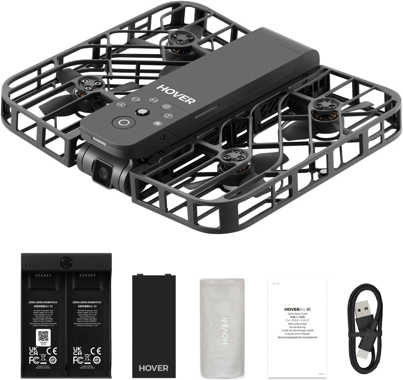 HOVERAir X1 Drone with Camera, Follow-me Drone with Self-Flying Mode, Foldable Mini Drone with HDR Video Capture, Palm Takeoff, Intelligent Flight Paths, Hands-Free Control Black (Combo)