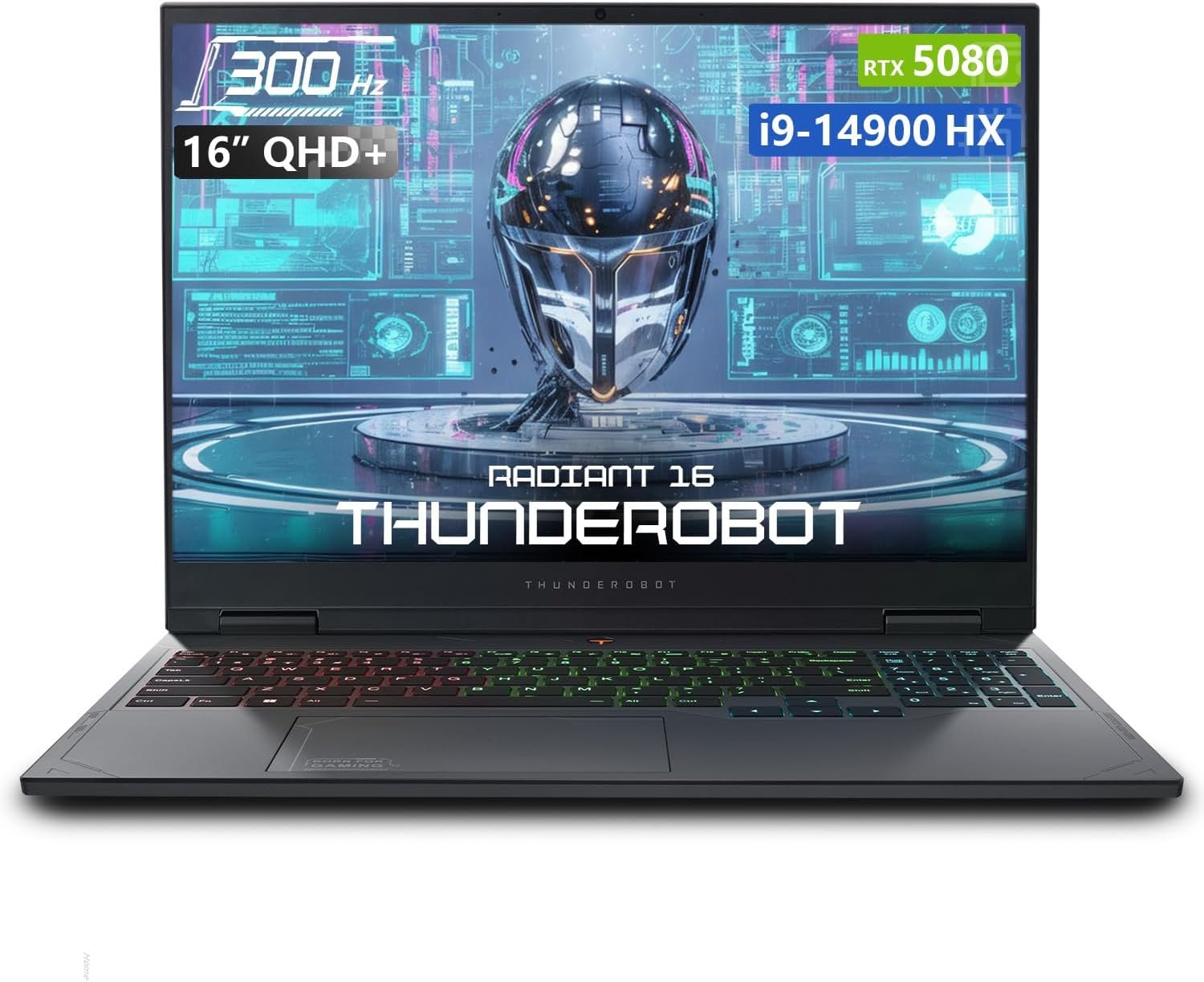 Thunderobot Radiant 16 i9 5080 2.5K Gaming Laptop | 16″ QHD+ | up to 300Hz Refresh Rate | Intel Core i9-14900HX | GeForce RTX 5080 | 32GB DDR5 | 1TB SSD | RGB Backlit | Wi-Fi 6 | Win11 Home | Grey