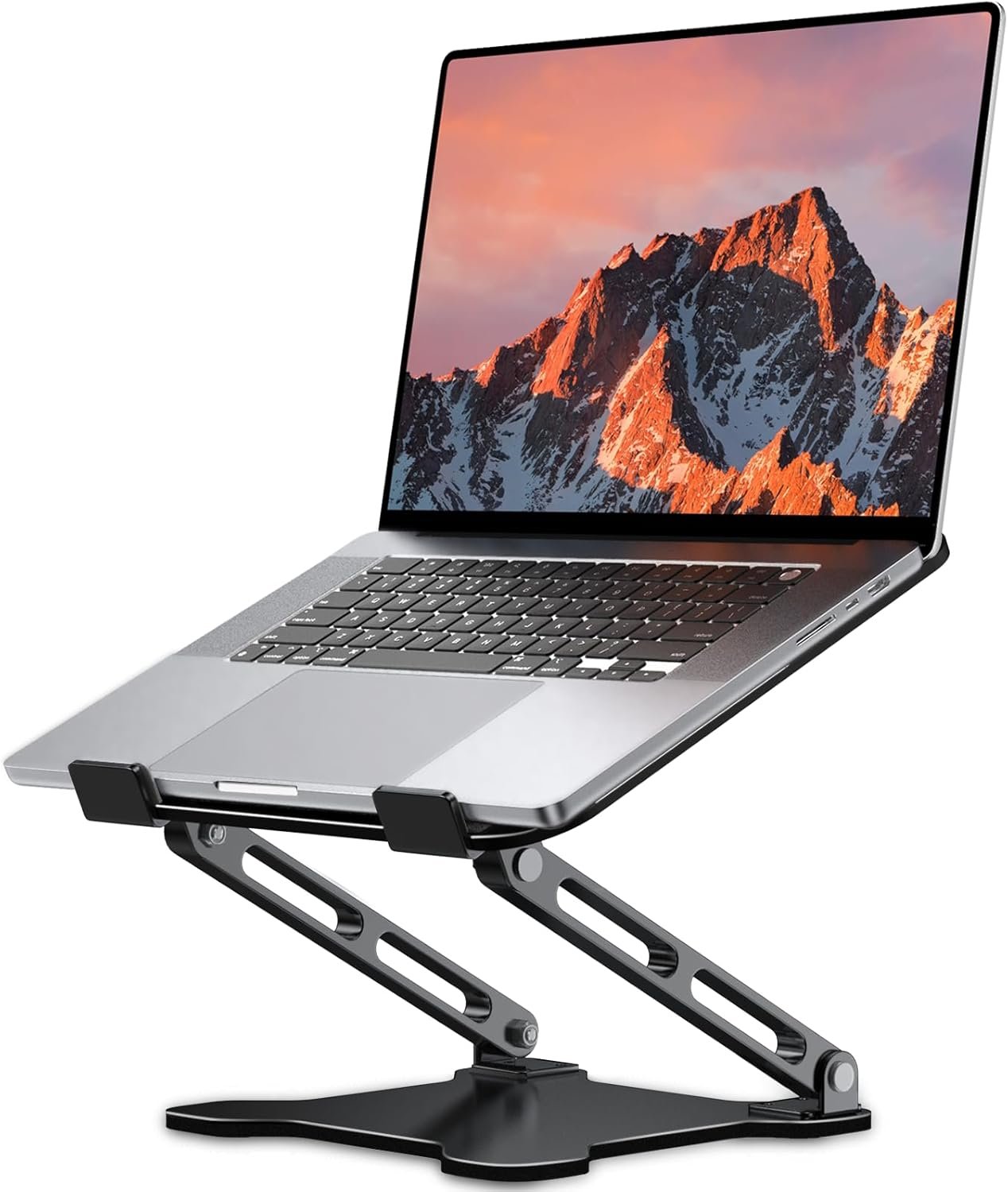 LOXP Adjustable Laptop Stand for Desk, Metal Foldable Laptop Riser Holder, Portable Ventilated Cooling Desk Book Shelf, Ergonomic Computer Notebook Stand Compatible with 10-15.6″ Laptops
