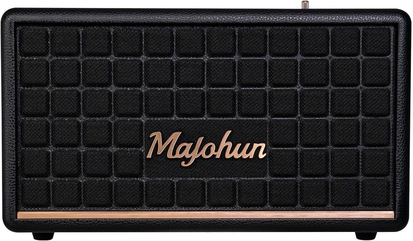 120W Peak Vintage Wood Bluetooth 5.4 Speaker, TWS Stereo (Black) | Retro style 5.35″ woofer with adjustable bass & treble control, deep rich sound, fits home, office, party and outdoor use.