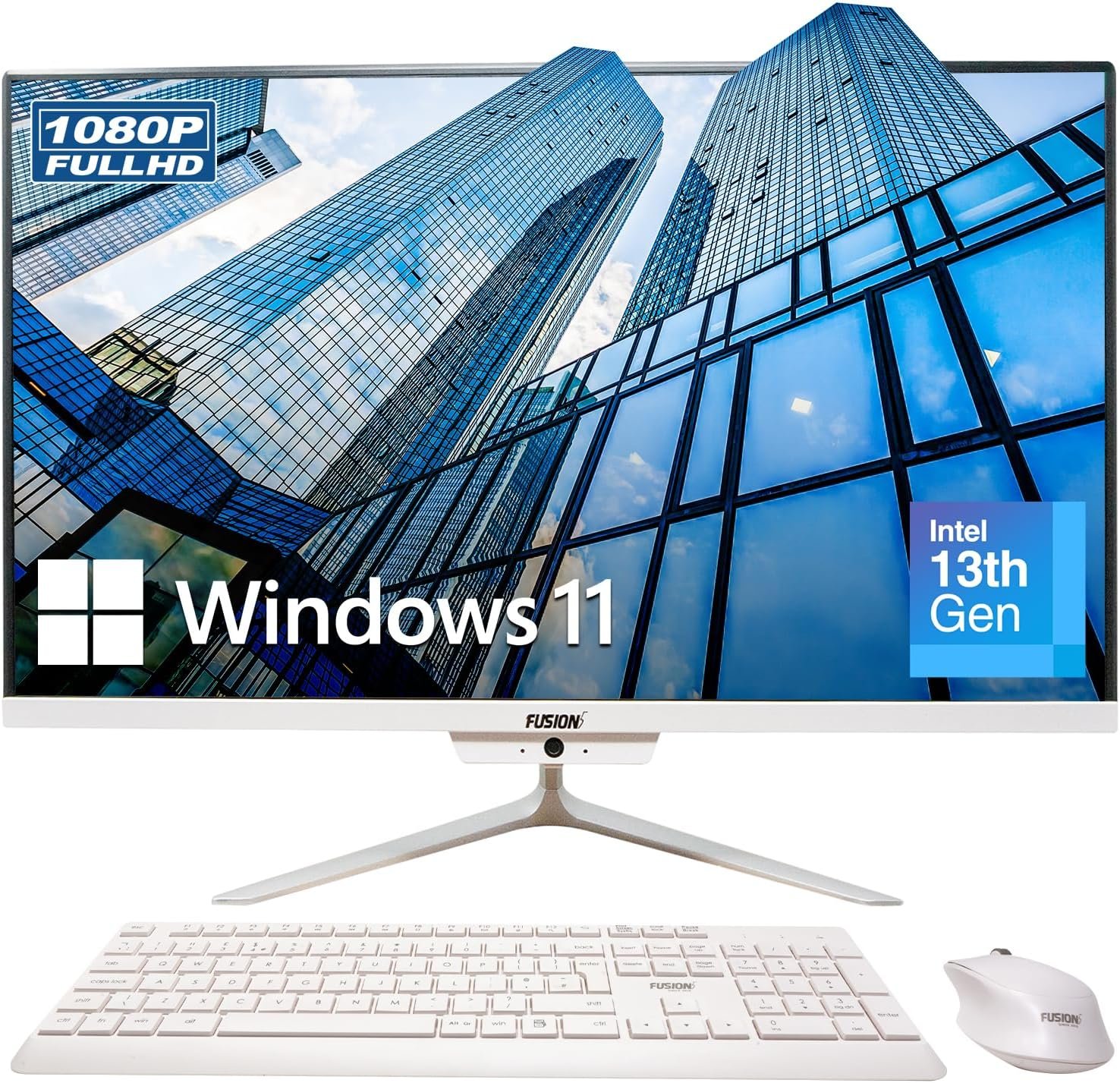 23.8″ Full HD All-in-One Desktop Computer – 16GB RAM, 512GB SSD, Intel 13th Gen, Windows 11, Dual-Band WiFi, HDMI, USB 3.0, FHD IPS Display – AIO PC with Wireless Keyboard, Mouse, 2MP Camera