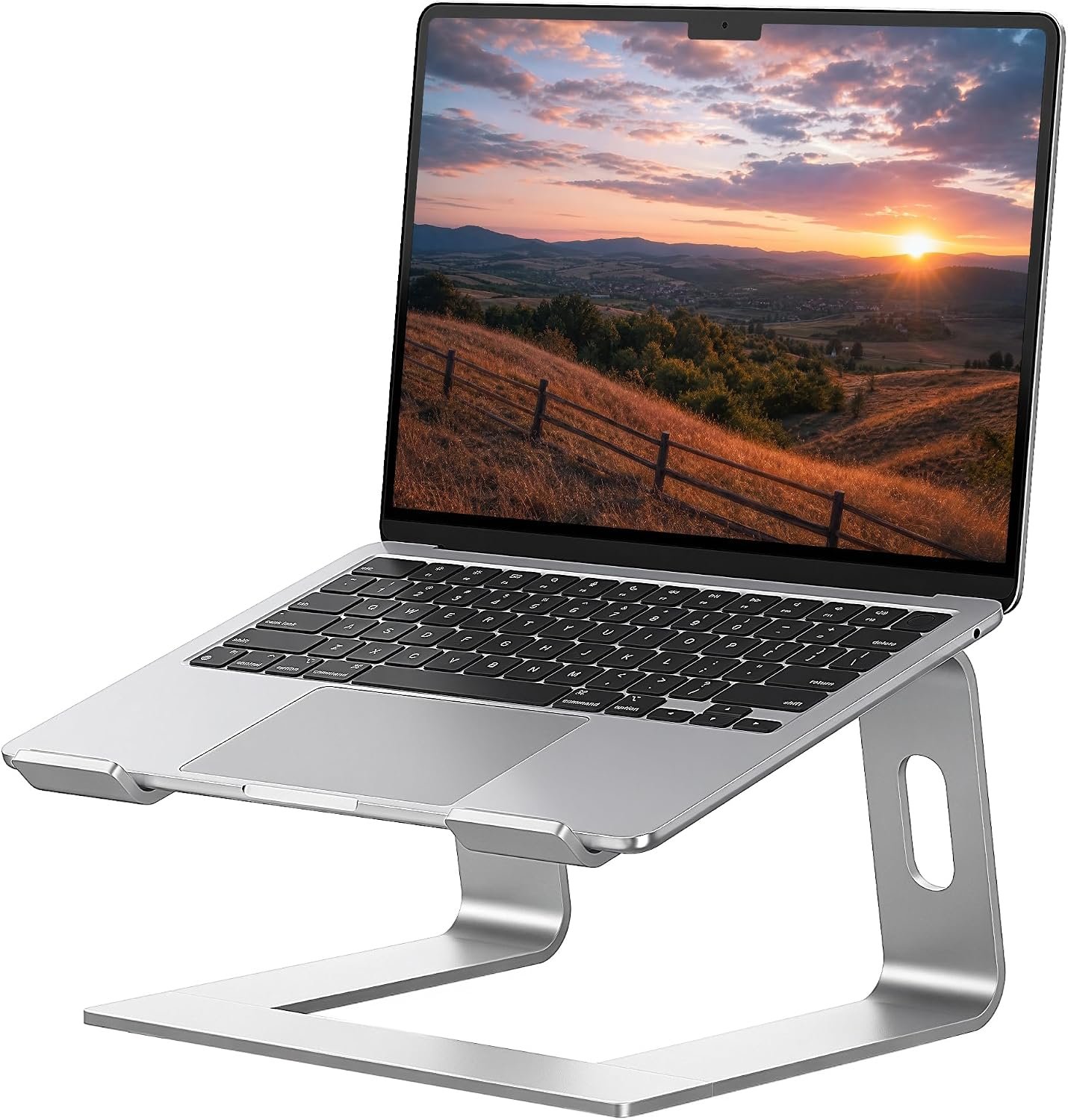 SOUNDANCE Laptop Stand, Aluminum Computer Riser, Ergonomic Laptops Elevator for Desk, Metal Holder Compatible with 10 to 15.6 Inches Notebook Computer, Silver
