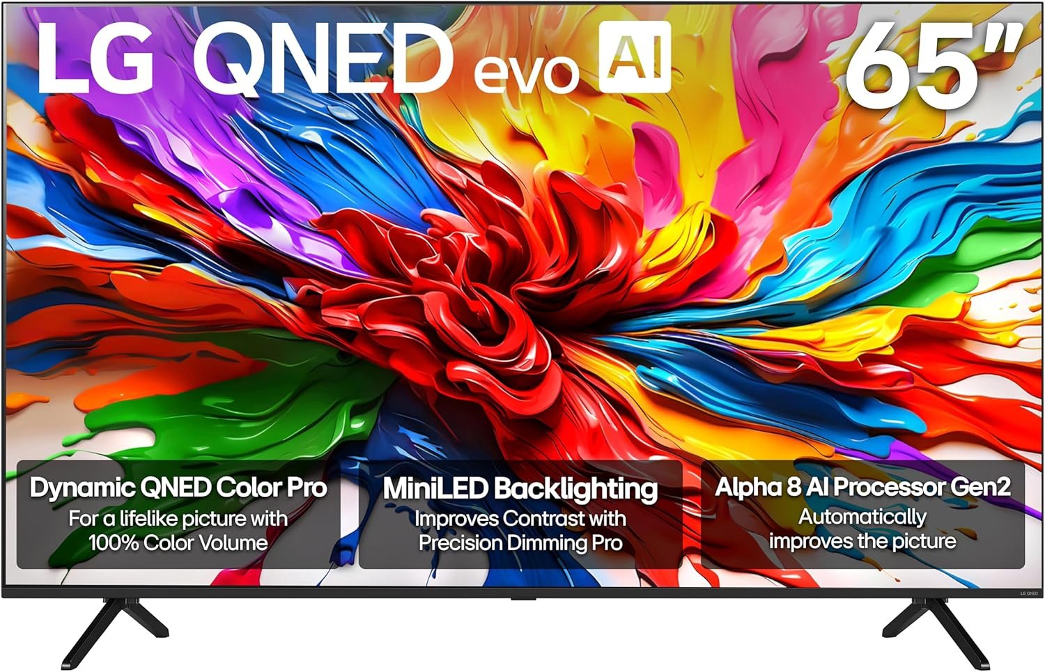 LG 65-Inch Class QNED evo AI QNED92A Series Mini LED 4K Smart TV w/Dolby Atmos, Dolby Vision, HDR10, AI Super Upscaling 4K, Filmmaker Mode, Wow Orchestra, Alexa Built-in (65QNED92AUA, 2025)