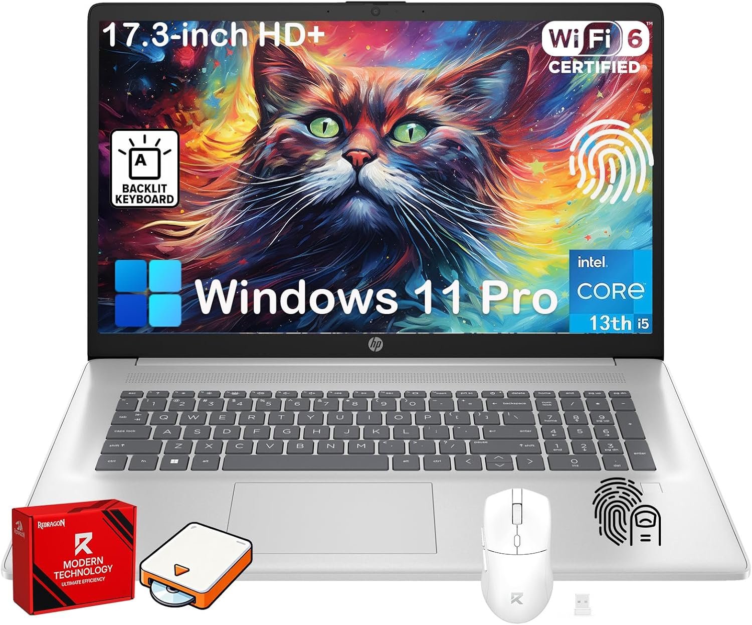 HP 17 inch Laptop for Business, Intel 10-Core i5-1334U, 20GB RAM, 1TB SSD, Backlit Keyboard, Fingerprint Reader, 17.3″ FHD Anti-Glare Display, Wi-Fi 6, Windows 11 Pro, 17 Laptops for Work and Home