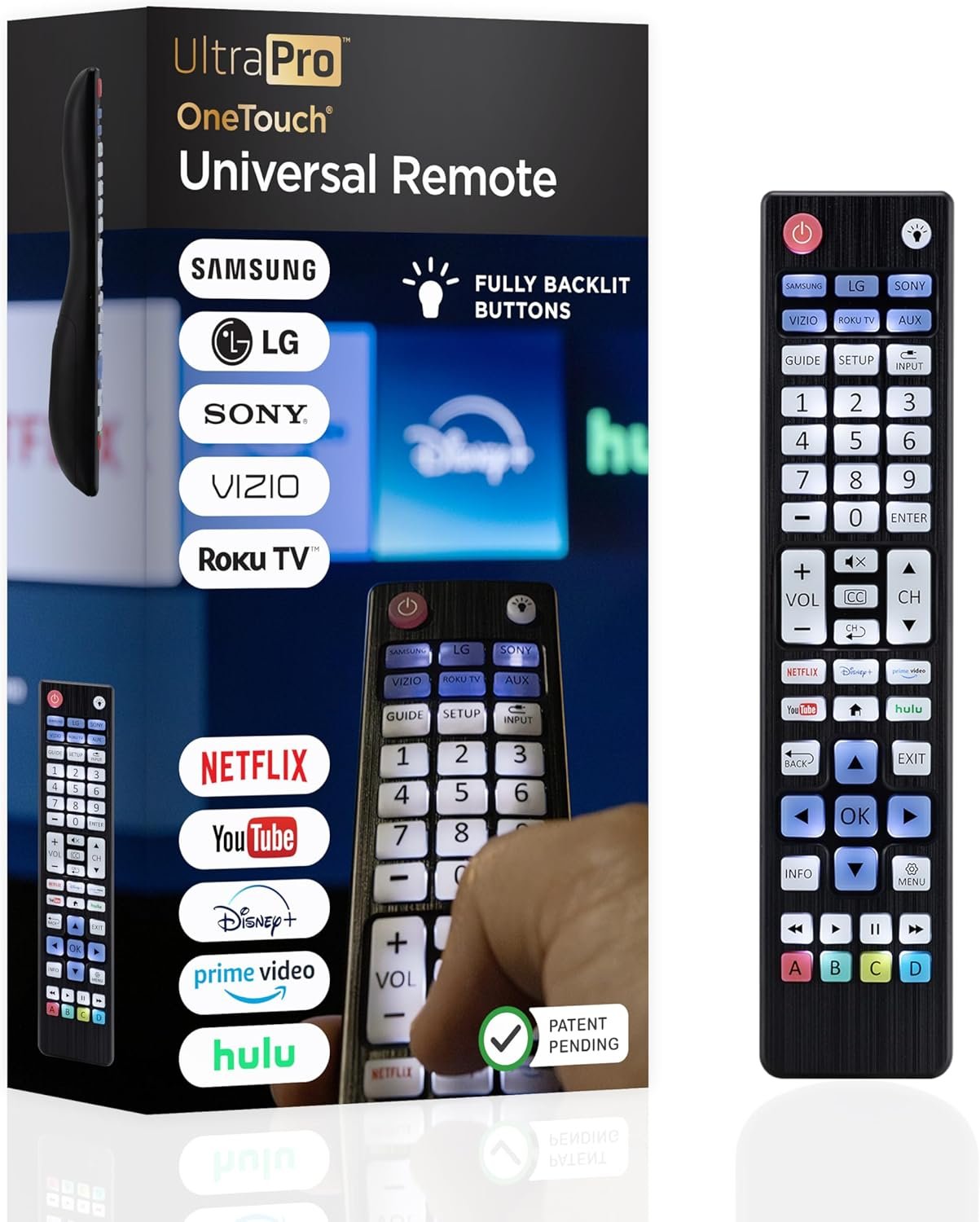 UltraPro Backlit OneTouch Universal Remote Control, Replacement TV Remote for Samsung, LG TV Remote, Vizio, Sony, Roku and More, Easiest Setup Ever U.S. Based Support 80830