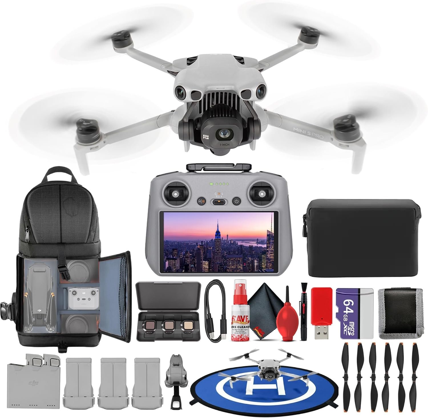 DJI Mini 5 Pro Drone RC2 Fly More Combo Plus Lightweight Camera Aerial UAV Bundle | Extended Flight Smart Tracking Portable Kit with 64GB Card + Landing Pad + More
