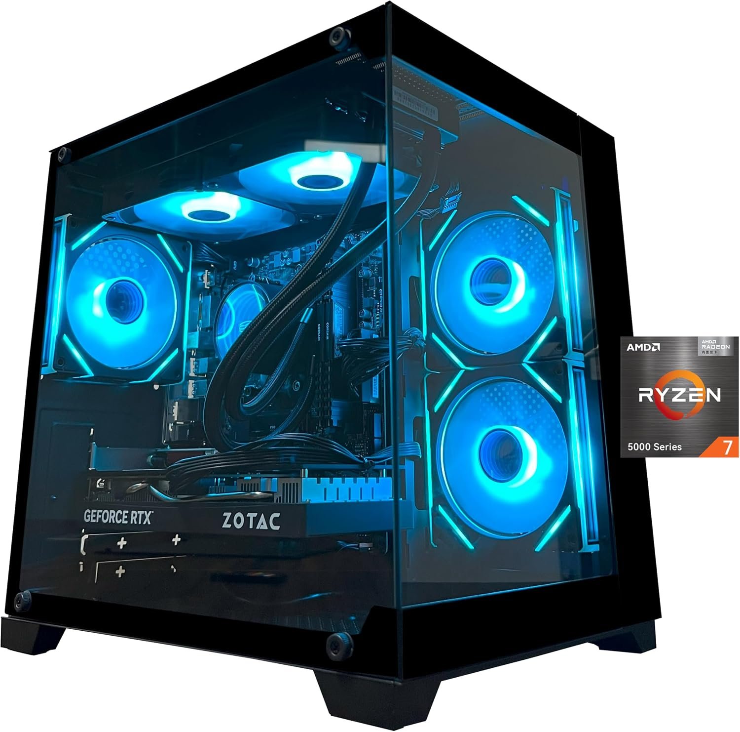 YAWYORE Gaming PC, AMD Ryzen 7 5700X, GeForce RTX 5060 Desktop Computer | 32GB DDR4 RAM, 1TB M.2 NVMe SSD,, ARGB Fans, WiFi+BT