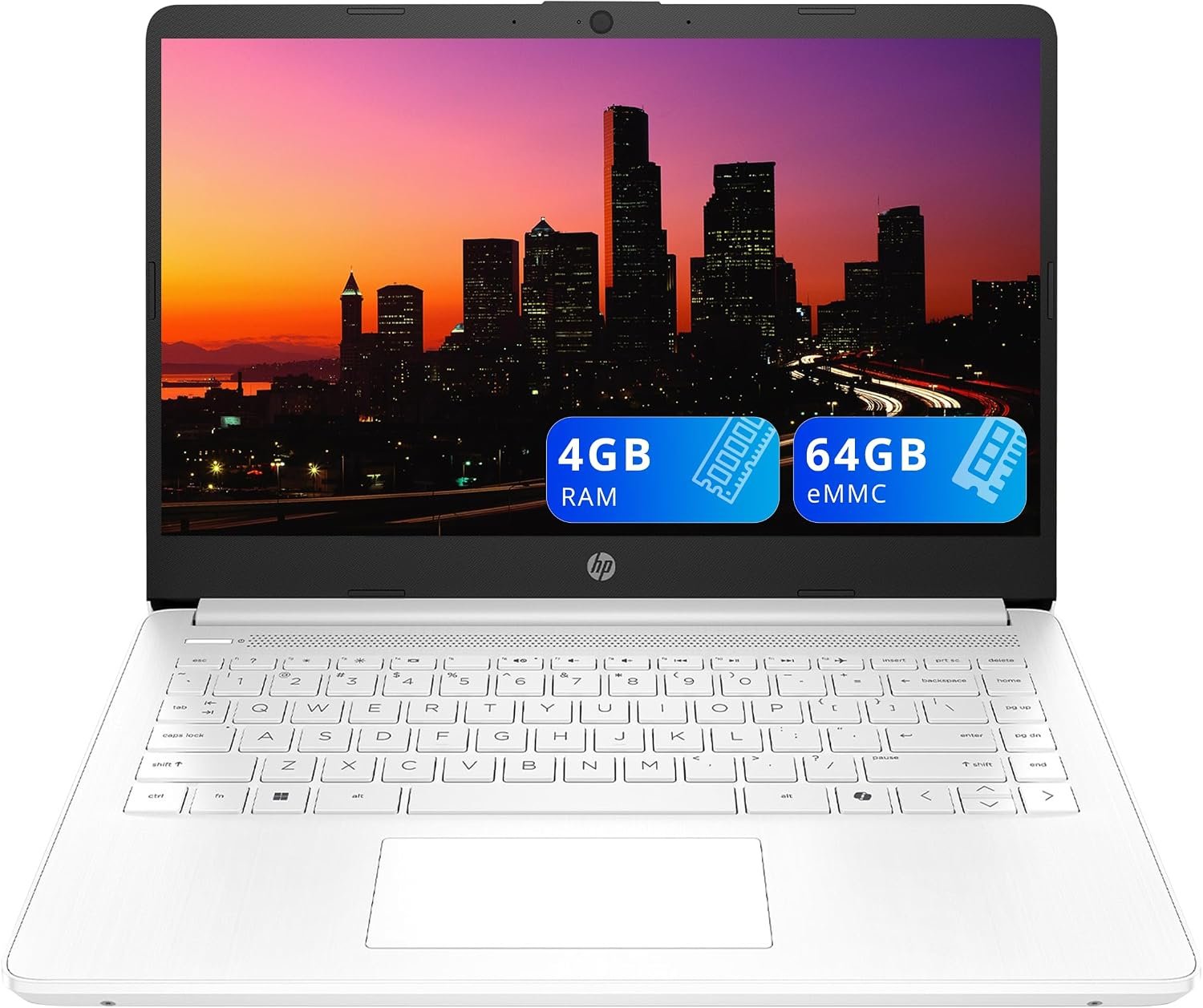 HP 14″ HD Student Laptop, Intel Celeron N4500, 4GB DDR4 RAM, 64GB eMMC, Intel UHD Graphics, 720p HD Camera, Copilot, Fast Charge, Wi-Fi 6, Windows 11S, White (Renewed)