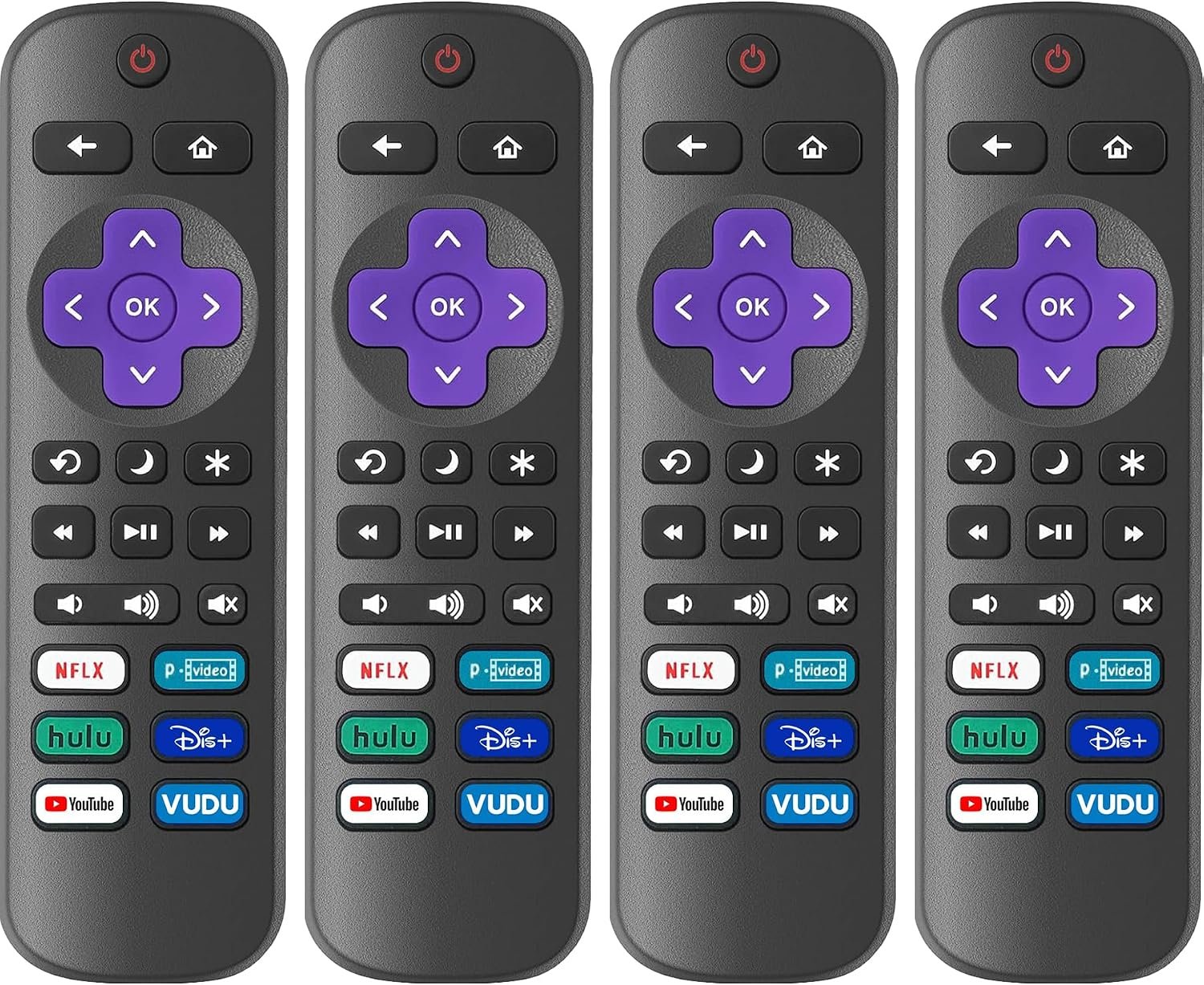 4 Pack Replacement Remote Control Only for Roku TV, Compatible with All TCL Roku/Hisense Roku/Onn Roku/Sharp/Philips Roku (Not for Roku Stick, Box or Speaker)