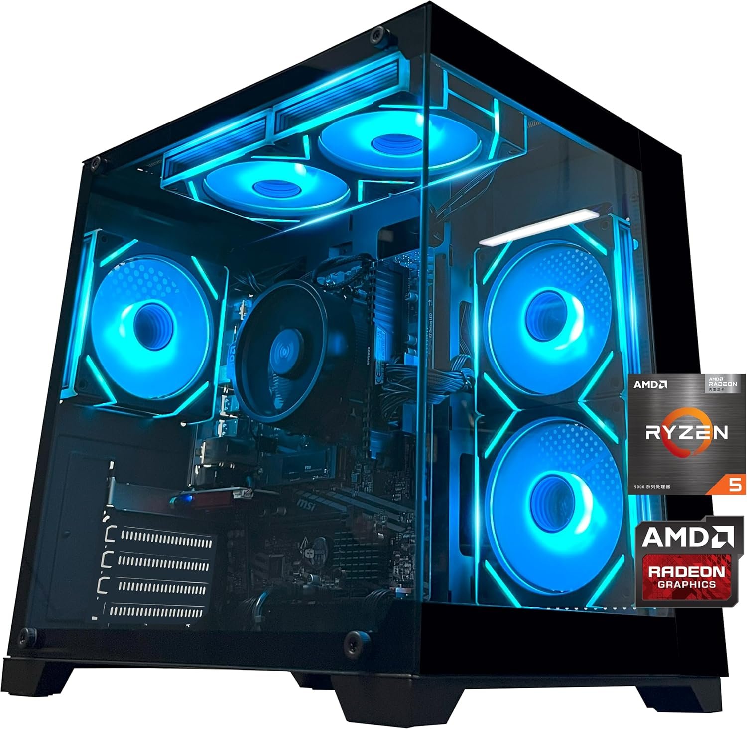 YAWYORE Gaming PC Desktop Computer AMD R5 5600GT 16GB 1TB NVMe Towers WiFi | 16GB DDR4 3200MHz, 1TB M.2 NVMe PCIe, 550W 80PLUS PSU, WiFi BT, Game Design Office Console