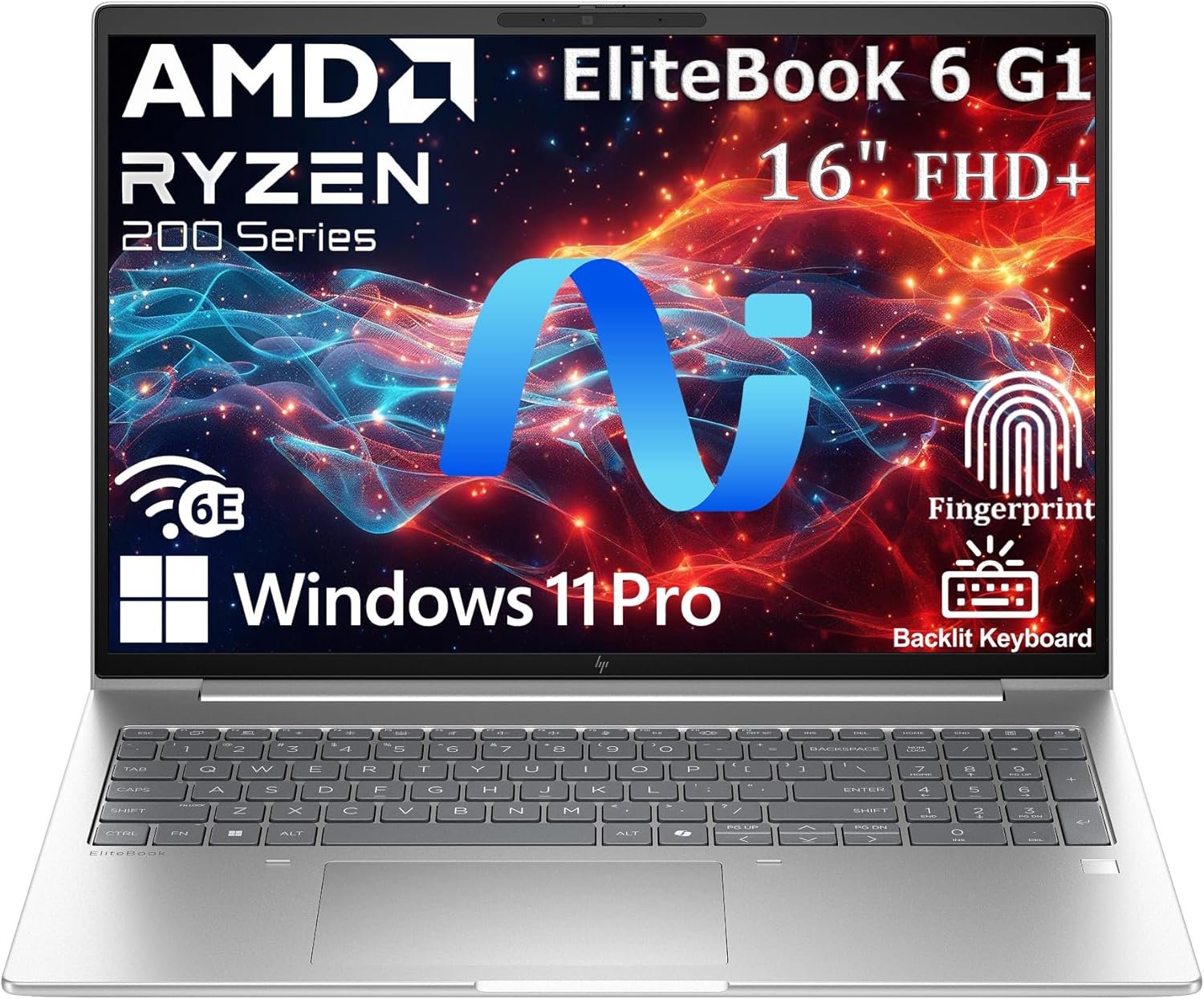 HP EliteBook 6 G1a AI PC | 16″ Business Laptop | AMD Ryzen 5 220 | 32GB DDR5 RAM |1TB SSD | WUXGA Anti-Glare Display | Fingerprint Reader | Thunderbolt 4 | Windows 11 Pro | Backlit Keyboard