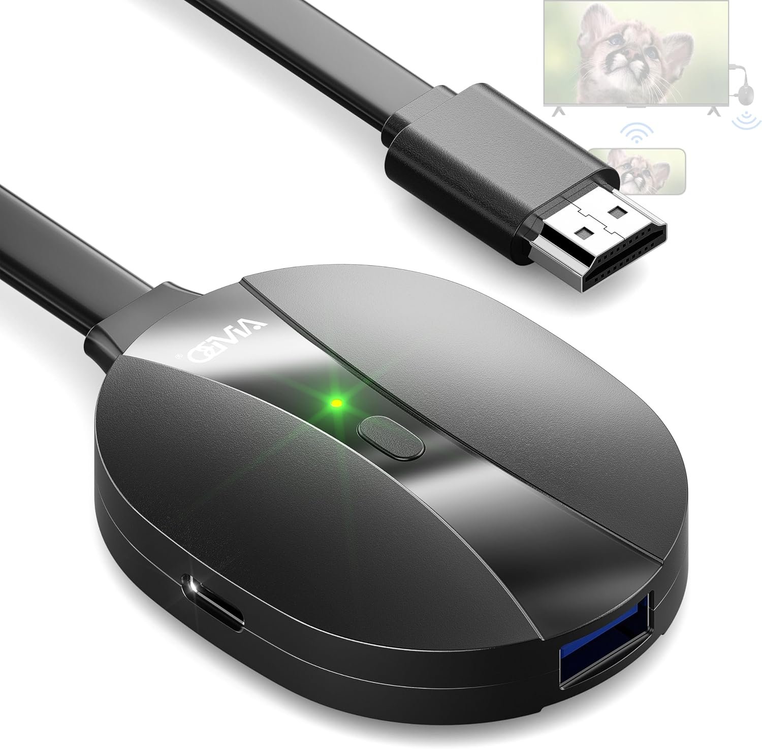 4K Output AIMIBO Wireless HDMI Display Dongle Adapter 2160@60Hz Ultra HD, Miracast Adapter Support AirPlay DLNA from i-Phone 17, Android, Tablet, Laptop, Windows, Mac-Book to TV/Monitor/Projector
