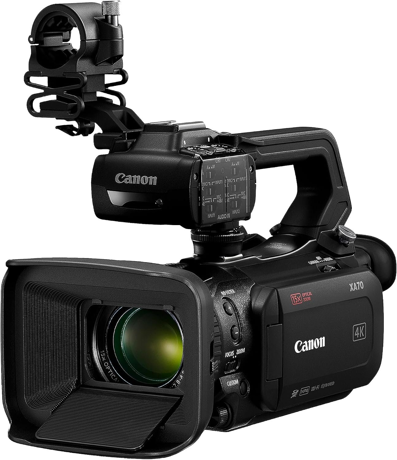 Canon XA70 Pro Camcorder 1″ 4K UHD CMOS Sensor, Dual-Pixel CMOS AF, 15x Optical Zoom, 600x Digital Zoom, Image Stabilization, HDMI, USB Live Streaming, Time Stamp On-Screen Disp. Recording, XLR Inputs