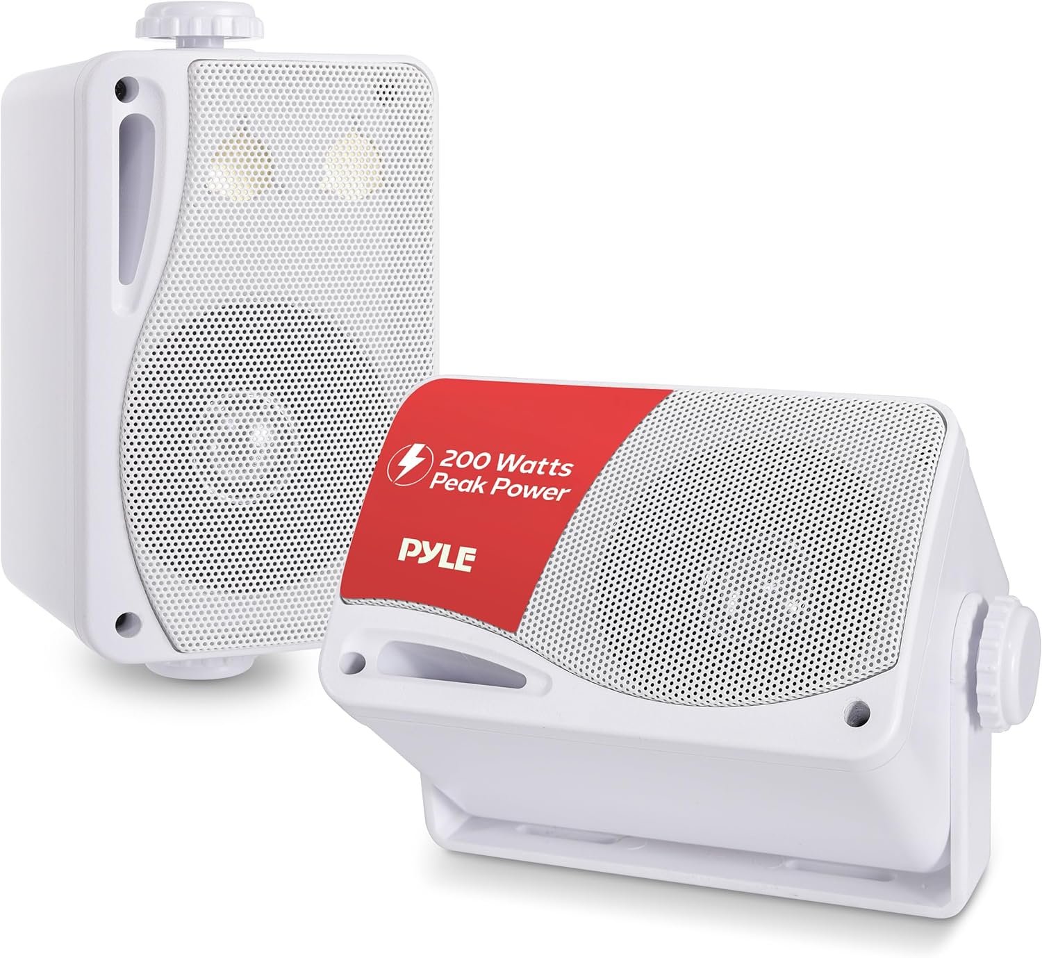 Pyle 3-Way Indoor & Outdoor Box Speaker System – 3.5″ 200 Watt Compact Wall Mount Speakers for Home, Patio, Deck, Garage, Poolside, or Studio Use – Dual Speaker Set – PLMR24 (White)