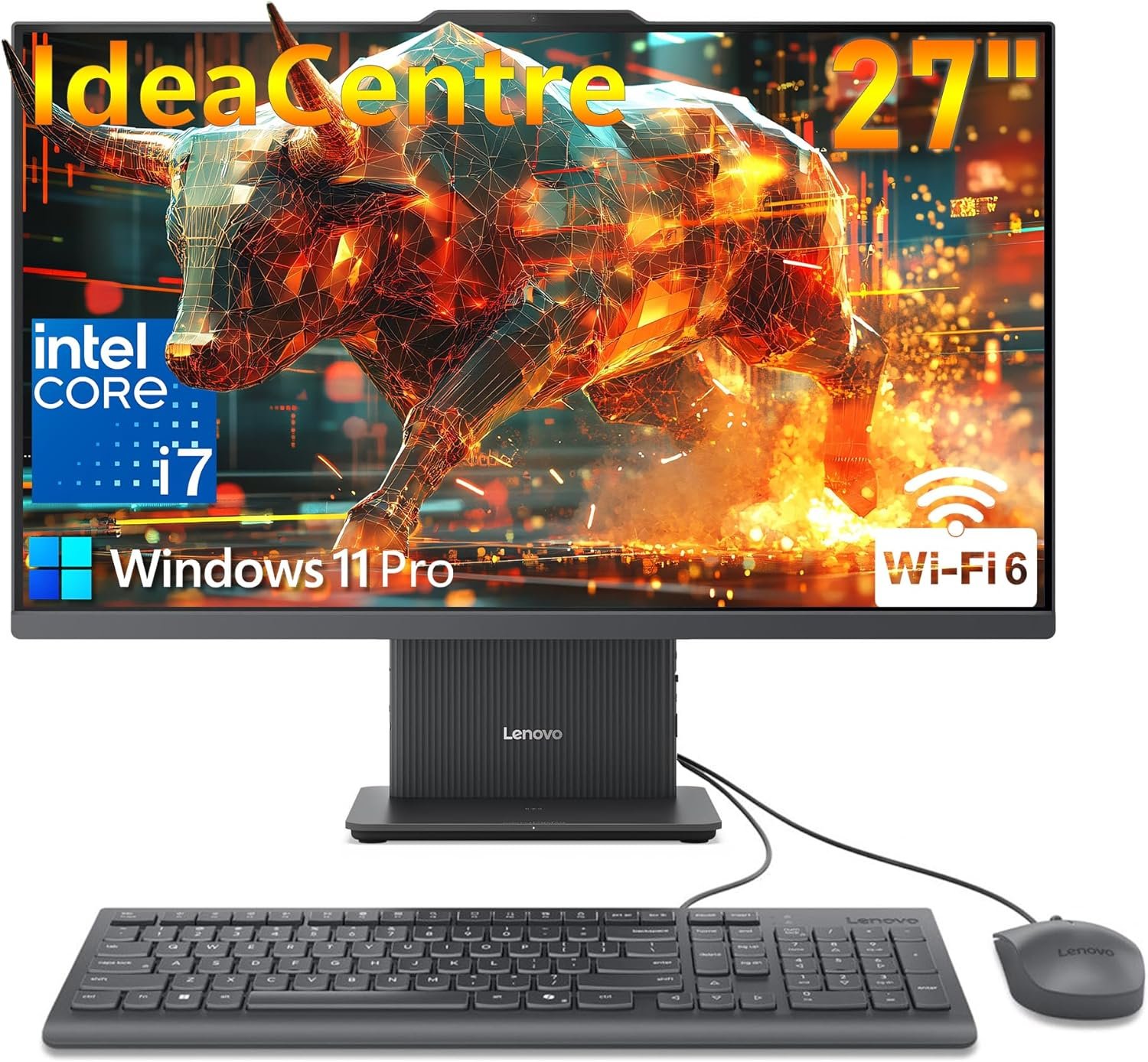 Lenovo IdeaCentre AIO 27″ FHD All-in-One Desktop Computer, Intel Core i7-13620H 10-Core up to 4.9GHz, 16GB DDR5 RAM, 512GB SSD, WiFi 6, Bluetooth 5.2, HDMI, Webcam, Windows 11 Pro, Luna Grey
