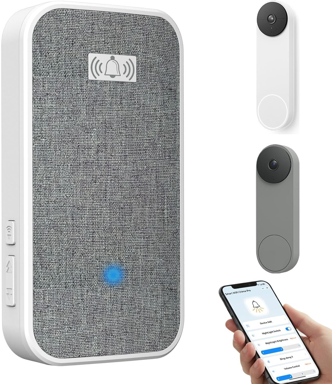Smart Wi-Fi Doorbell Chime Pro with Night Light | Compatible with Google Nest Doorbell (Battery & Wired, 2nd/3rd Gen), 2.4/5G Wi-Fi, 32 Tones, No Wiring, No Monthly Fees