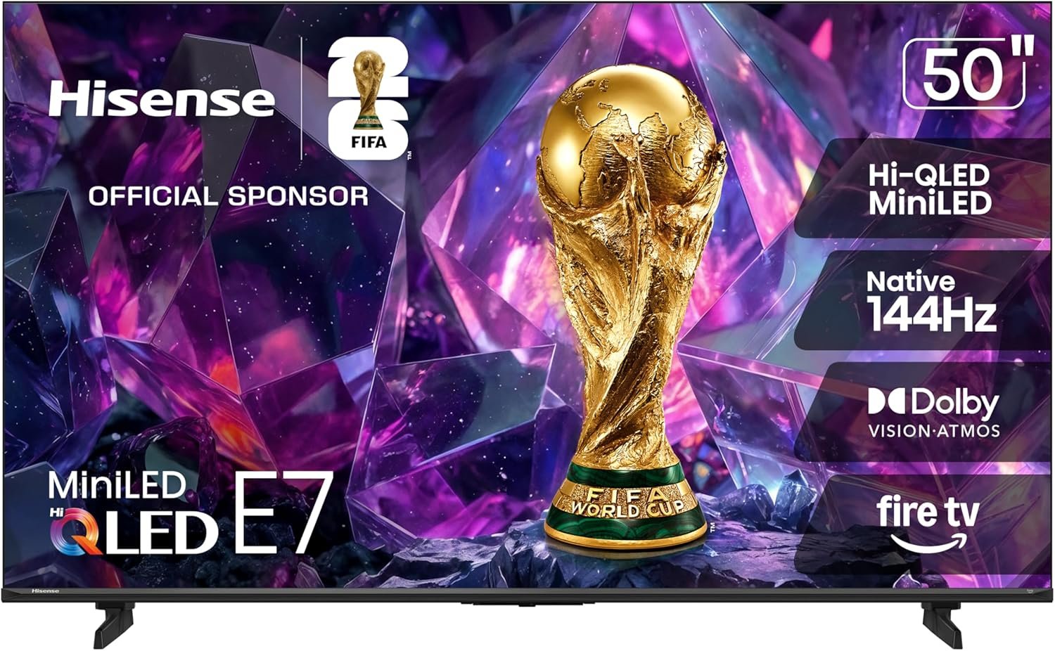 Hisense 50″ E7 Cinema Series Hi-QLED Mini-LED 4K UHD Smart Fire TV (50E7SF, 2026 NEW) – Native 144Hz, AI Picture, Dolby Vision IQ · Atmos, FALD, MEMC, HDR10+ Adaptive, Alexa+