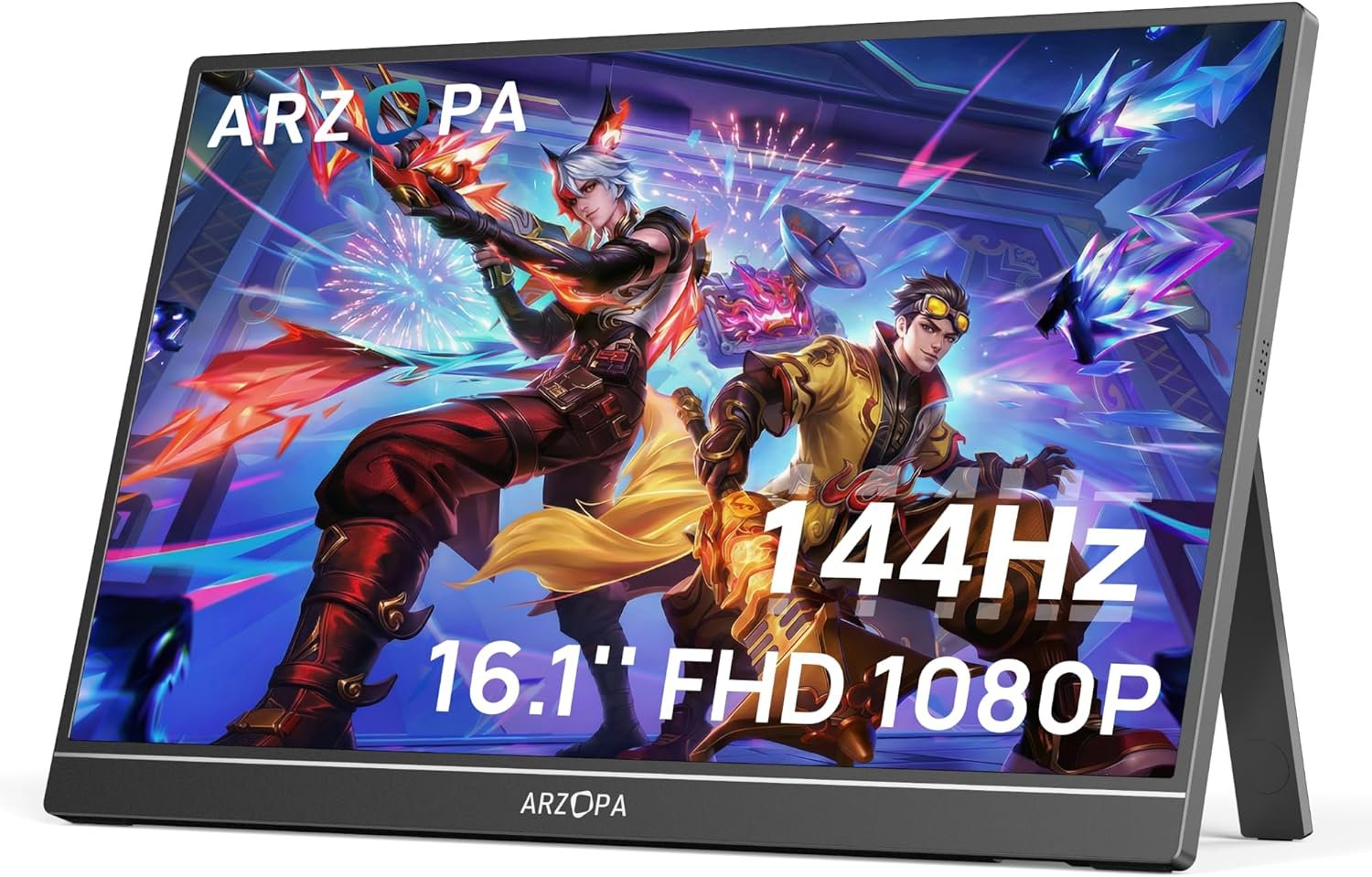 ARZOPA 16.1” 144Hz Portable Gaming Monitor, 106% sRGB 1080P FHD Kickstand Portable Monitor with HDR, Ultra Slim, Eye Care, External Second Screen for Laptop, PC, PS5, Mac, Xbox-Z1FC