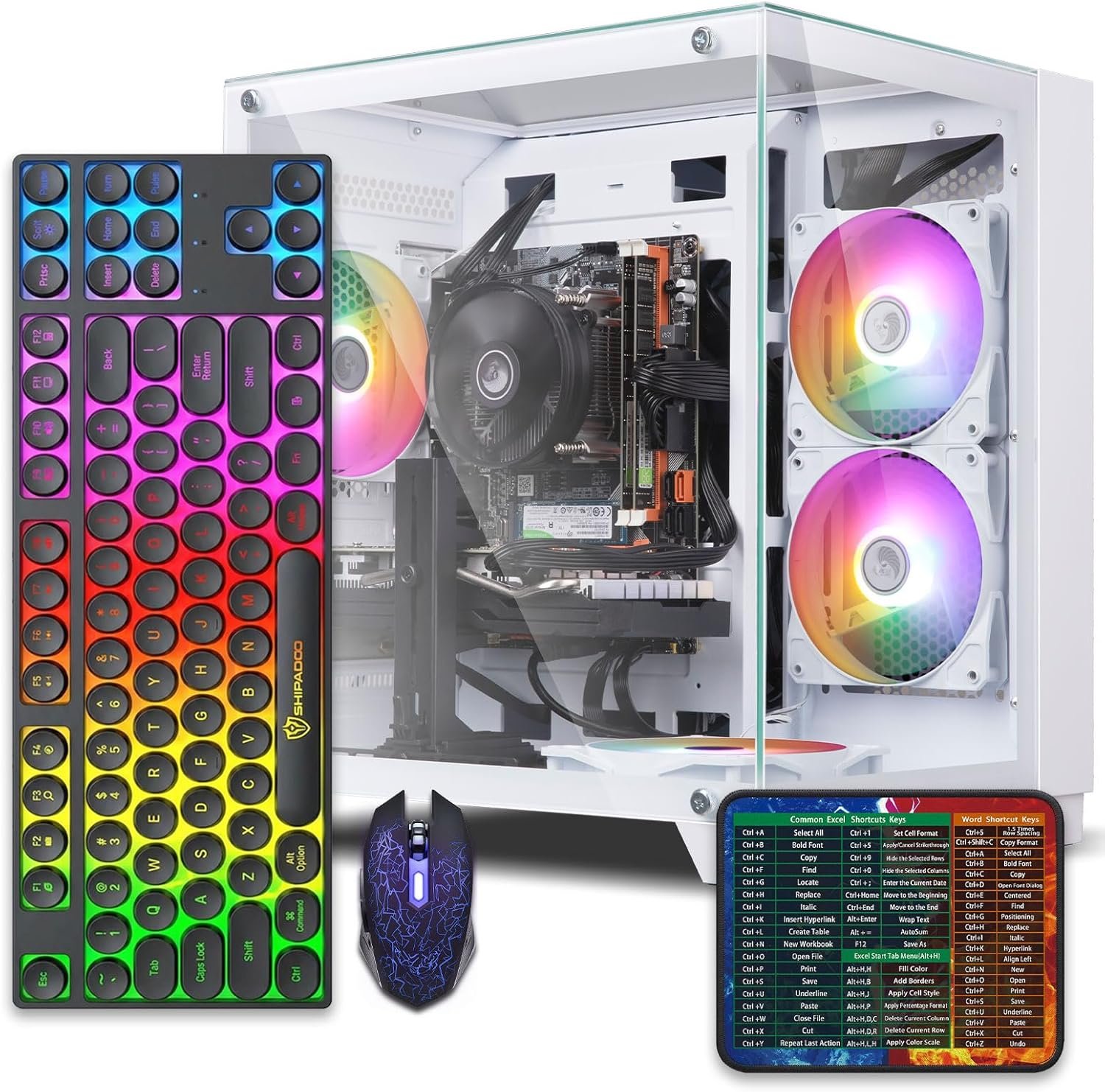 Prebuilt Gaming PC Desktop,Intel Core i7 Business Office Tower Computers PC | RX590 8G Graphics Card, 16GB RAM and 512GB SSD, WiFi, Win11 Home, Suitable for Study,transaction,Entertainment,Gaming, etc.