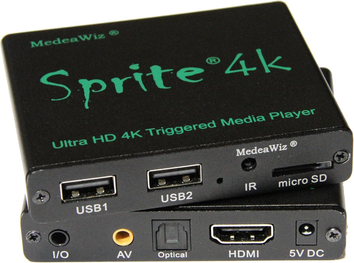 MedeaWiz® DV-S4 Sprite® Looping 4K Media Player – Seamless Audio Video Auto Repeater 2160p 60Hz HDMI, NTSC and PAL Outputs – Trigger Input and Serial Control