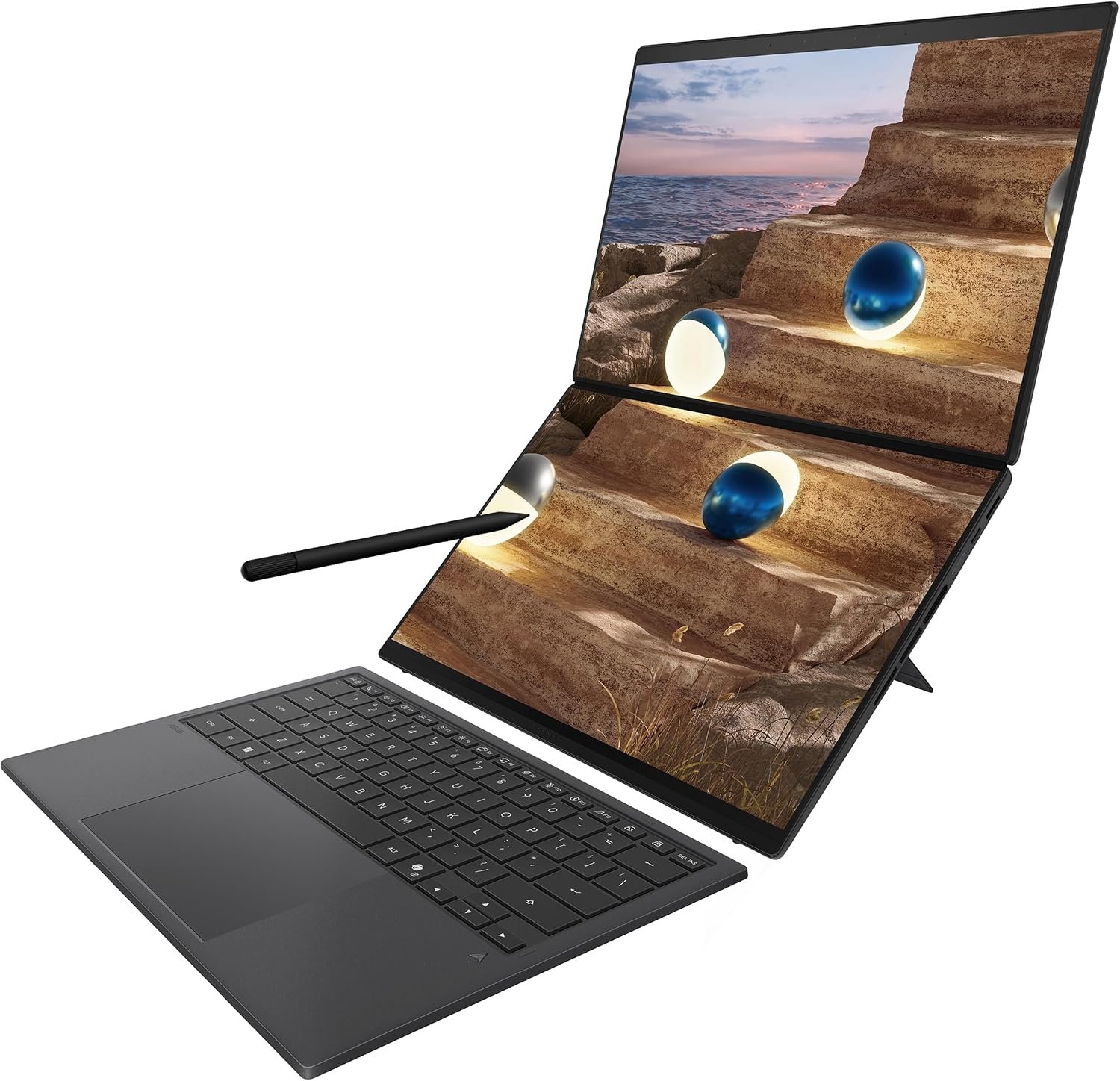 ASUS Zenbook Duo Laptop (2026), Dual 14” OLED 3K 144Hz Touch Display, Intel Core Ultra 9 Processor 386H, Intel Graphics, 32GB RAM, 1TB SSD, Sleeve and Stylus Included, WiFi 7, Windows 11, Moher Gray