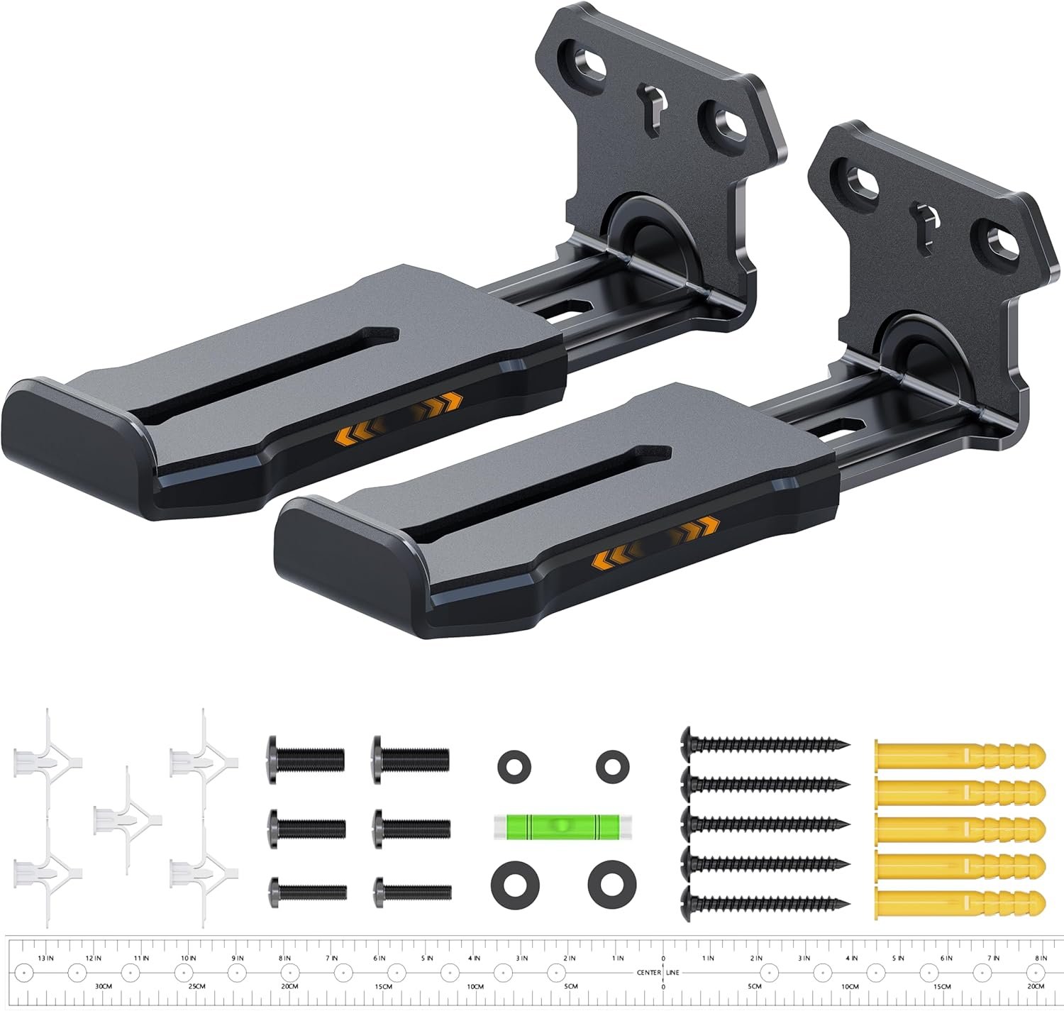 Soundbar Wall Mount Bracket for Samsung, Sony, LG, Vizio, Bose, JBL and More Sound Bar Mounts Under TV, Depth Adjustable 3.8”-6.5”, Hold up to 38 lbs, Soundbar Shelf, Black