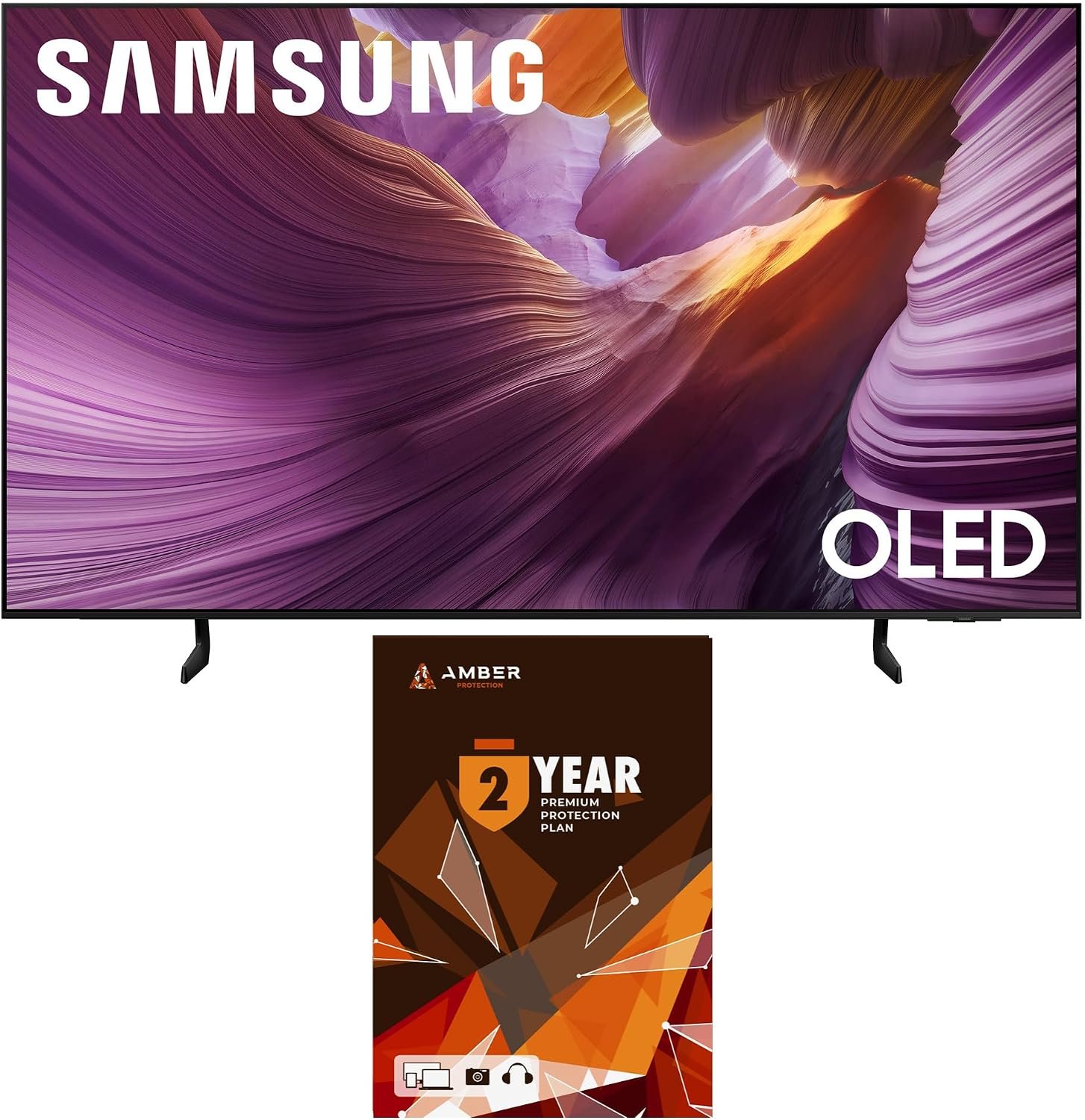 SAMSUNG QN55S85FAFXZA 55 Inch OLED HDR 4K Smart TV with Q-Symphony Pro and 2 Year Amber Protection Plan (2025)