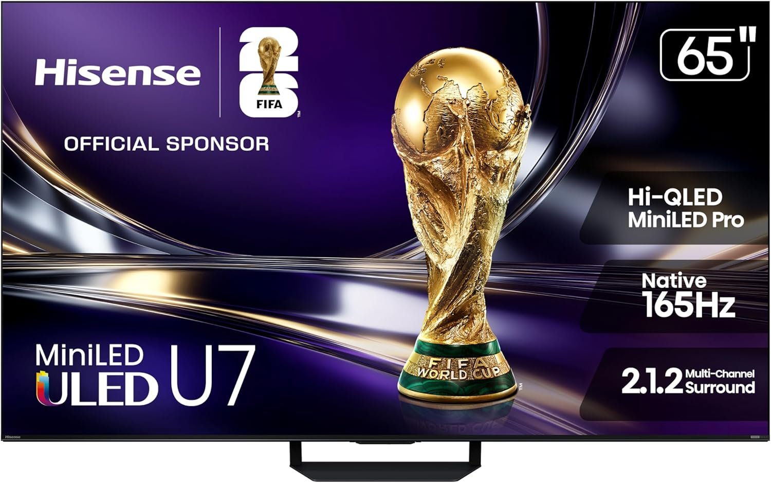 Hisense 65″ U7 Mini-LED ULED 4K UHD Best Premium Gaming Smart Google TV (65U7SG, 2026 NEW) – Hi-QLED, Native 165Hz, VRR 330, HDR10+, Dolby Vision IQ · Atmos, IMAX Enhanced, Anti-Reflection, 2.1.2 Ch