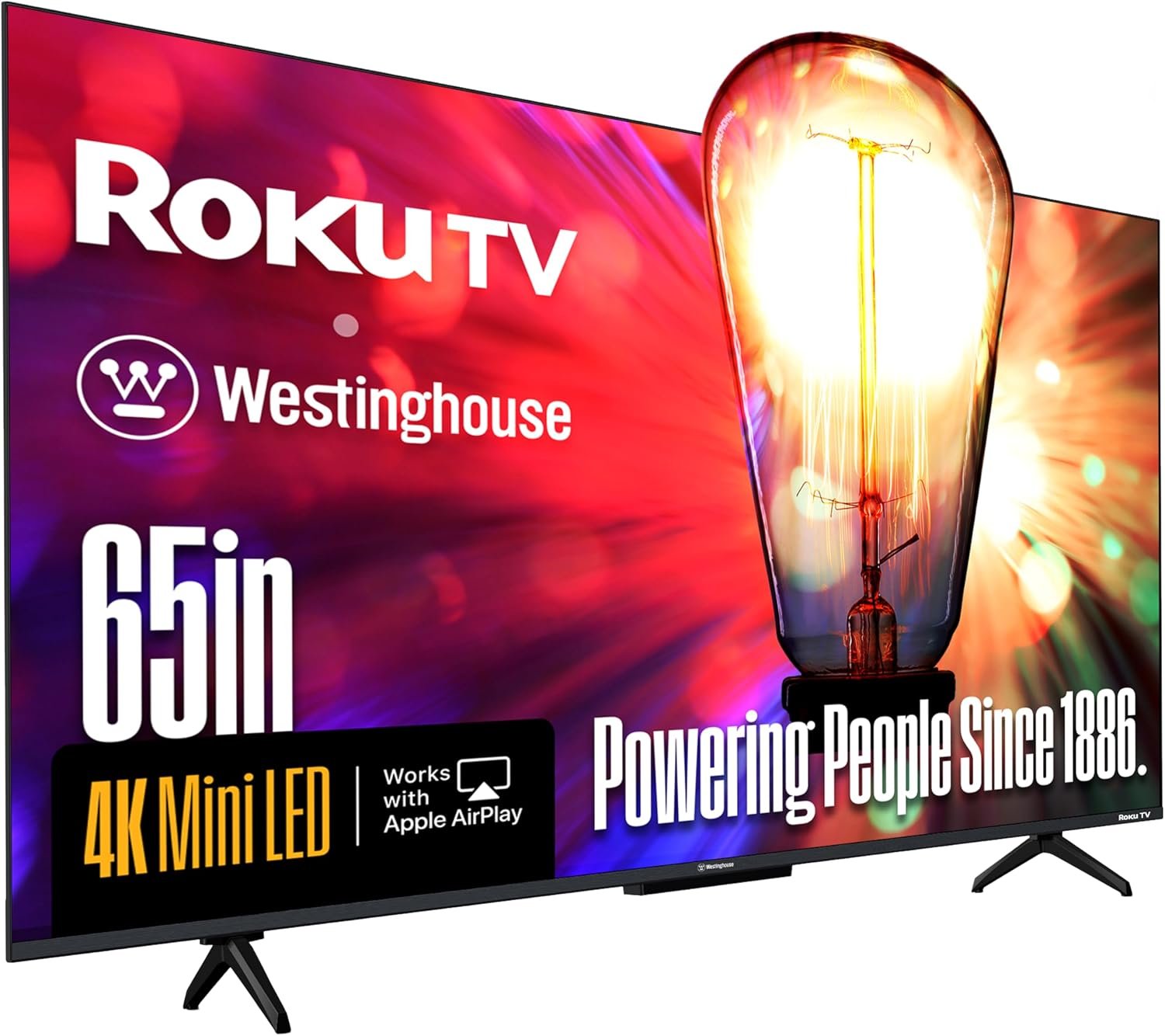 Westinghouse 65 Inch Mini LED 4K UHD Roku TV, Dolby Vision HDR, QLED Quantum Color, Local Dimming, MEMC Motion, Apple HomeKit & AirPlay 2 (2026 Model)
