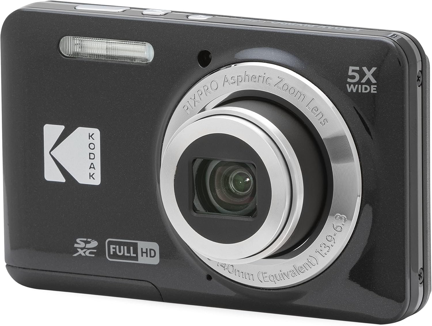 Kodak PIXPRO FZ55-BK 16MP CMOS Sensor Digital Camera 5X Optical Zoom 28mm Wide Angle 1080P Full HD Video 2.7″ LCD Vlogging Camera (Black)