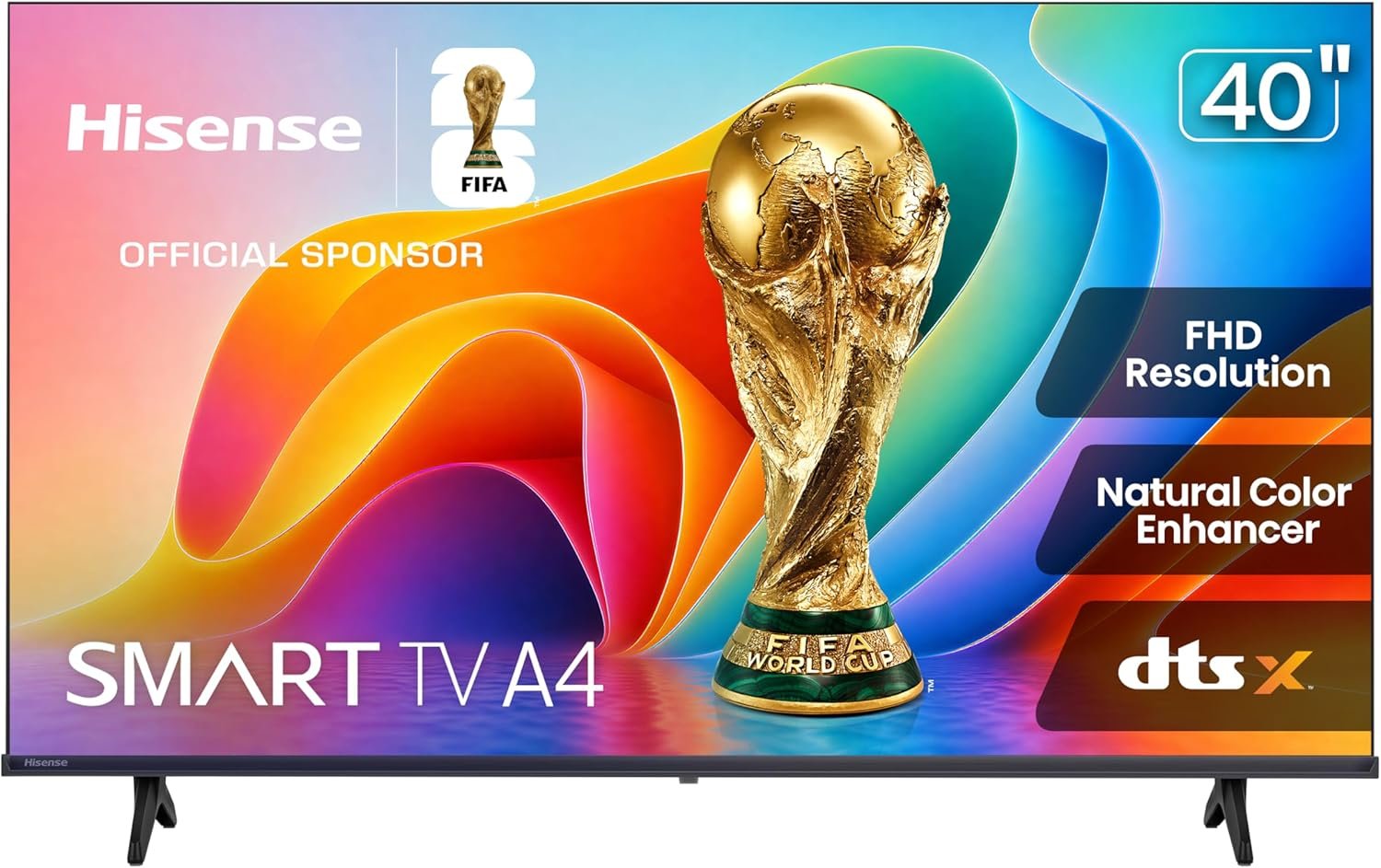 Hisense 40″ Inch A4 Series FHD 1080p Smart VIDAA TV (40A4NV, 2026 NEW) – Full Array LED, DTS Virtual: X, Noise Reduction, AI Sports Mode, Works with Alexa, Apple Airplay & Apple Home, Slim Bezel