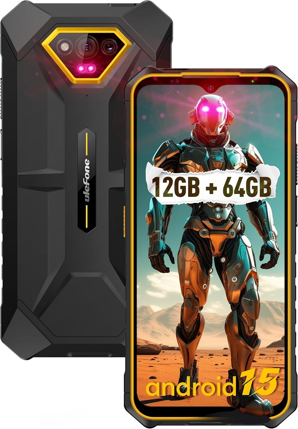 Ulefone Armor X13 Rugged Smartphone, 50MP+24MP Night Vision Camera, Octa-core 12GB RAM 64GB ROM, 6.52 inch Screen, 6320mAh Battery, Android 15 OS, Global Dual 4G, NFC/OTG/GPS/IP68/IP69K, Orange