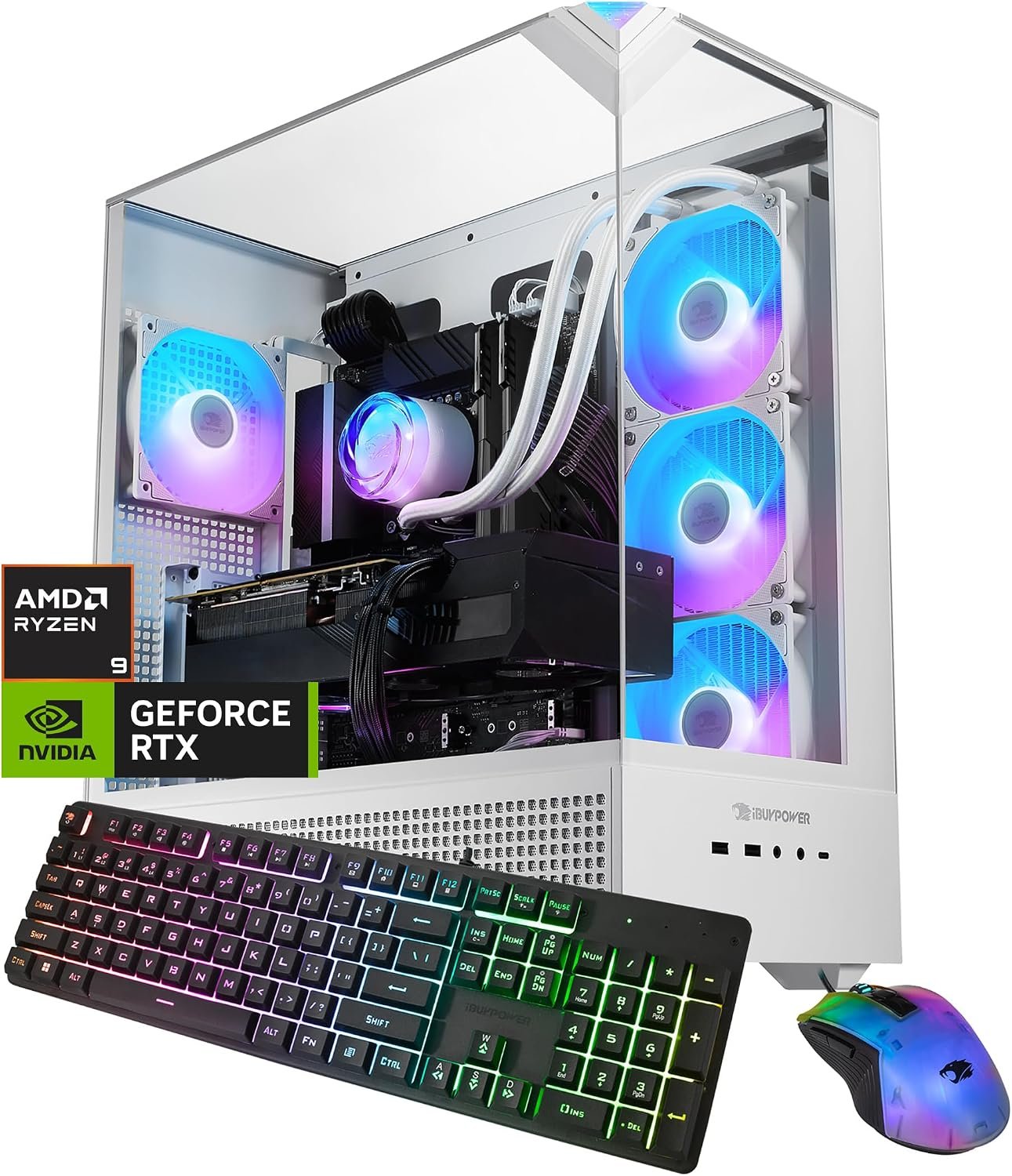 iBUYPOWER Element Gaming PC Desktop Computer AMD Ryzen 9 7900X CPU, NVIDIA GeForce RTX 5070 12GB GPU, 32GB DDR5 RGB 4800MHz RAM, 1TB NVMe SSD, Windows 11 Home, Gamer Keyboard and Mouse – EWA9N5702