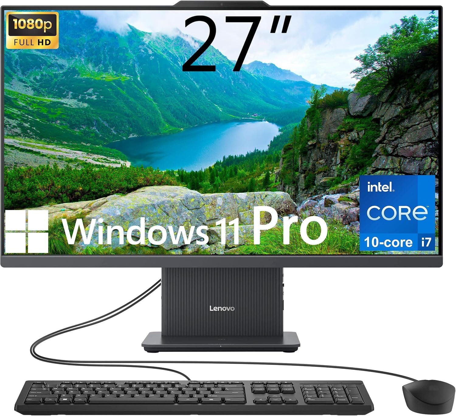 Lenovo IdeaCentre 27″ All-in-One Desktop Computer, 10-core Intel i7-13620H, 16GB DDR5, 512GB SSD, Wi-Fi 6, USB-C, HDMI in&Out, Wired KB&Mouse, Windows 11 Pro