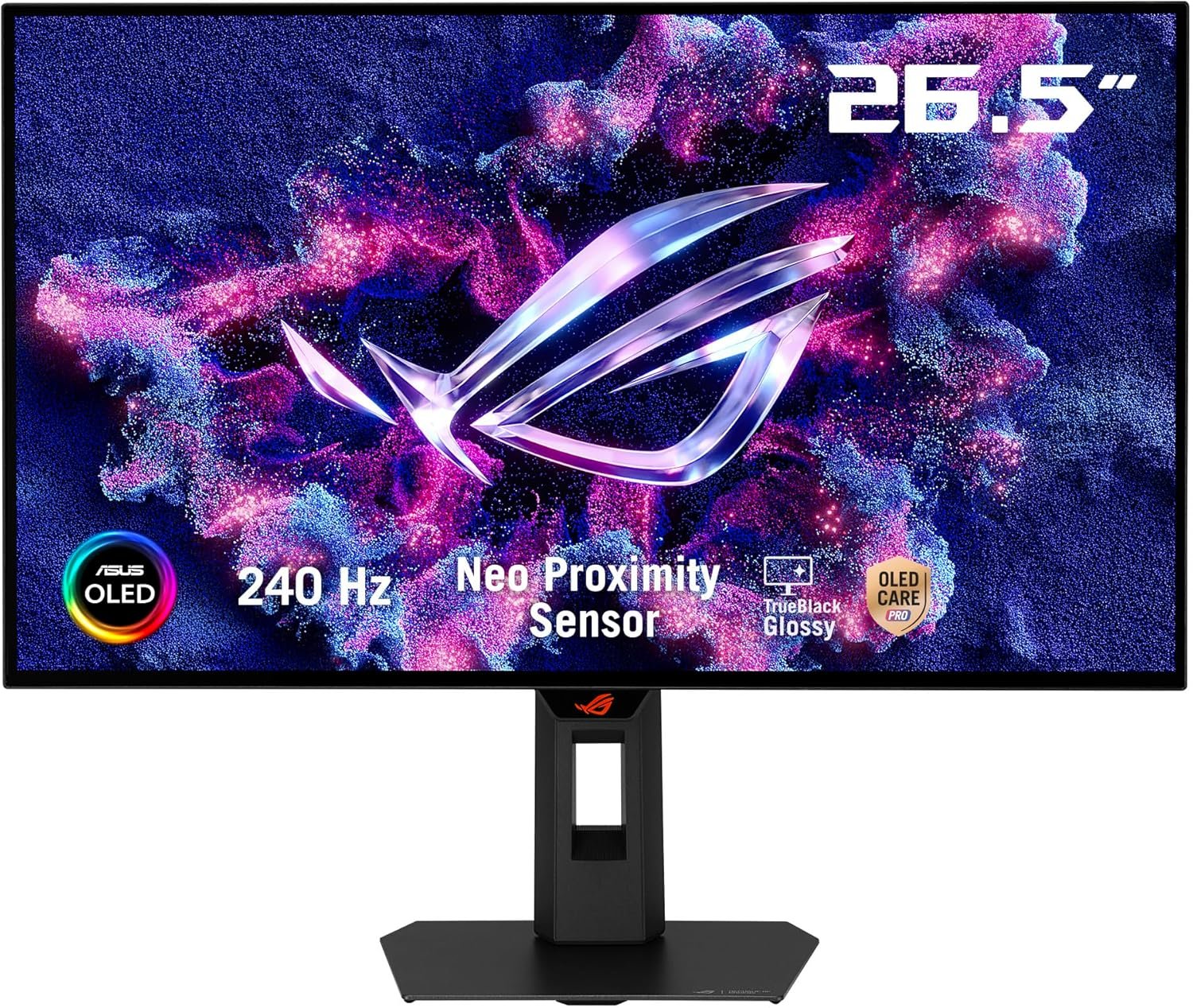 ASUS ROG Strix 27” OLED Gaming Monitor (XG27AQDMGR) – 27-inch (26.5-inch viewable) 1440p TrueBlack Glossy, 240 Hz, Neo Proximity Sensor, OLED Care Pro, ELMB, DisplayWidget Center